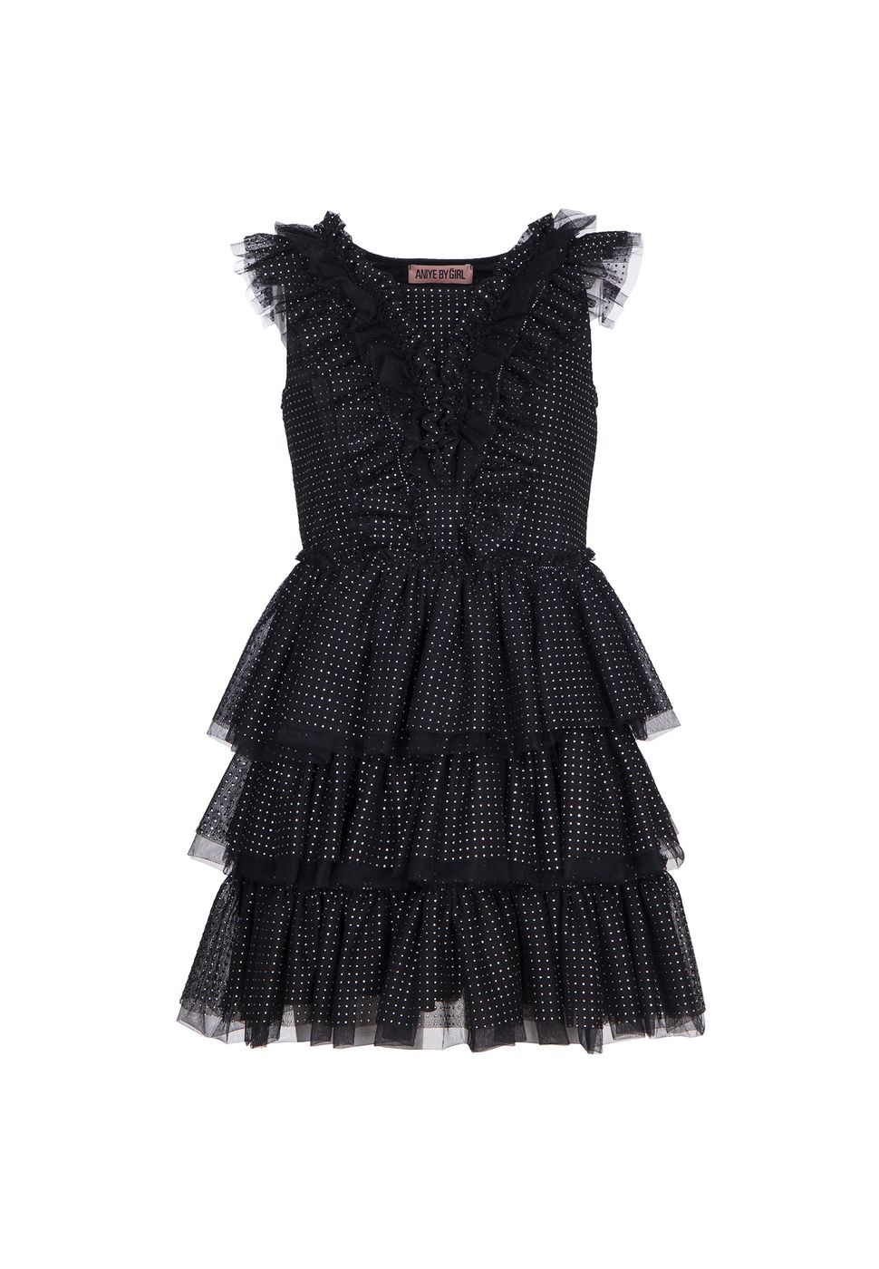 Aniye By Girl Bambina Abito Per Ragazza,in Tulle Con Borchie.-Angelsbimbi