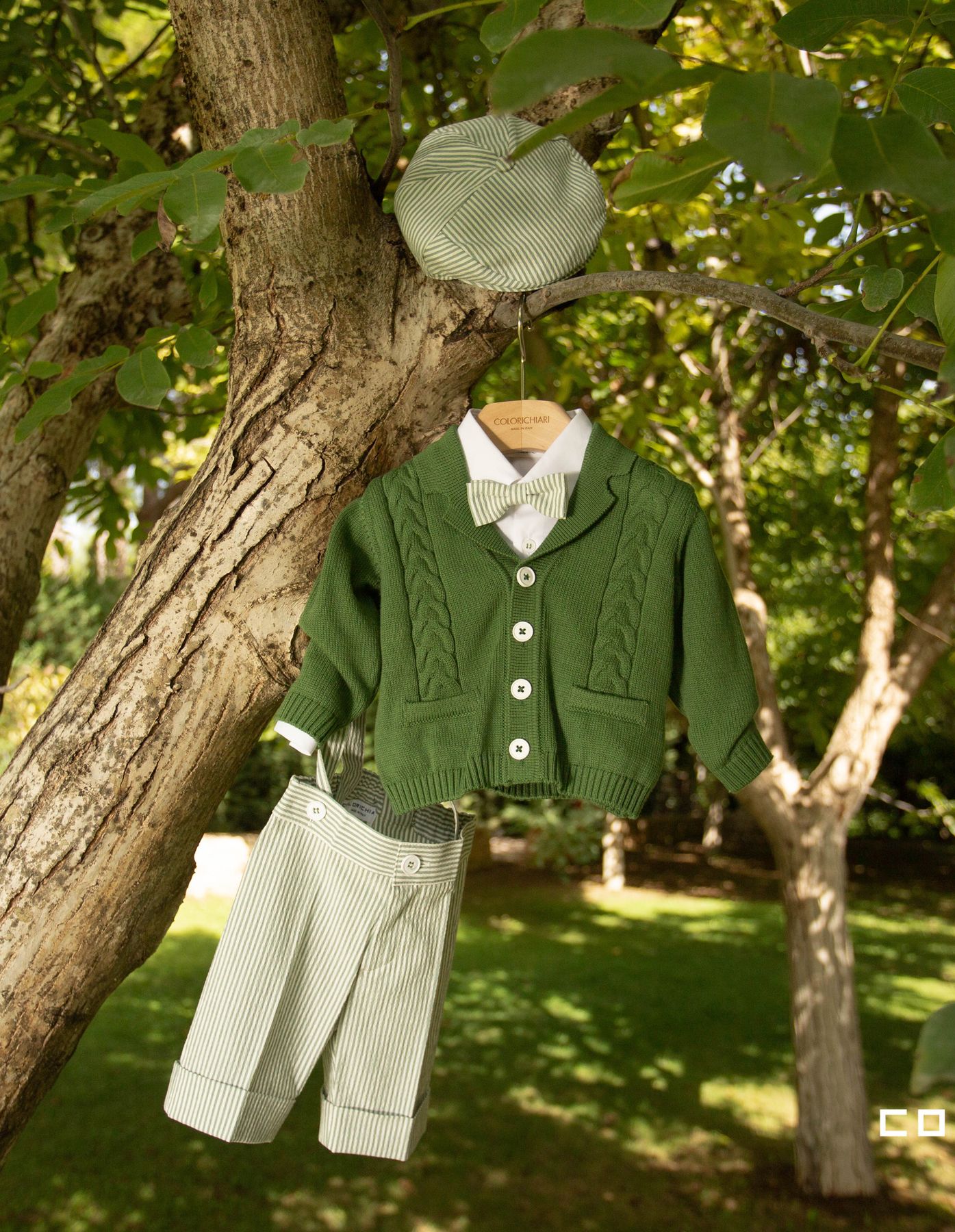 Colorichiari Neonato Completo Per Neonato,cardigan Verde Bermuda E