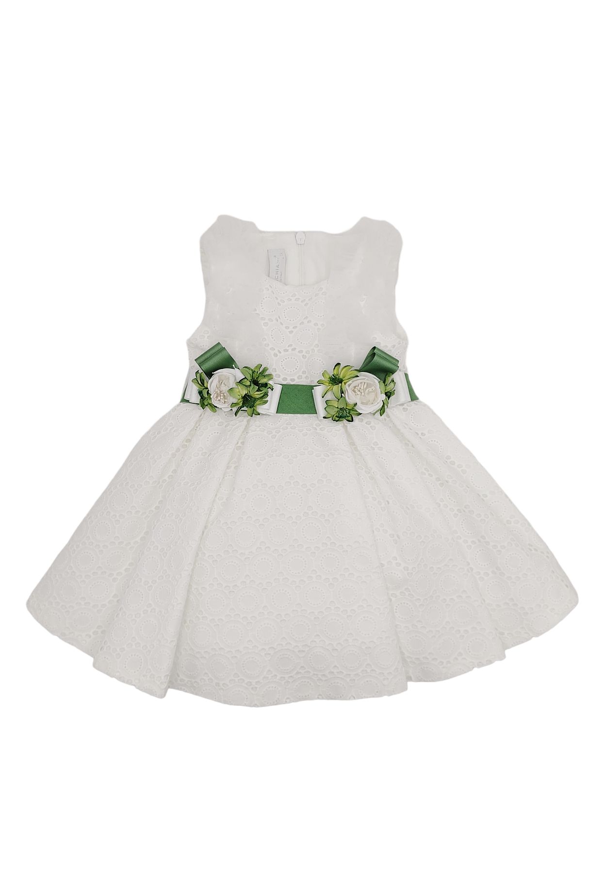 Colorichiari Neonata Abito Elegante In Pizzo San Gallo Con Cintura
