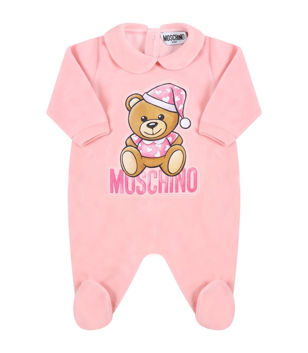 Moschino Neonata Tutina In Ciniglia Stampa Orso-Angelsbimbi