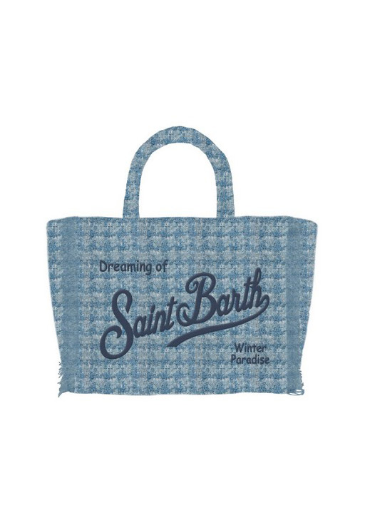 Mc2 Saint Barth Bambina Mini Borsa Con Tracolla Blu In Tessuto