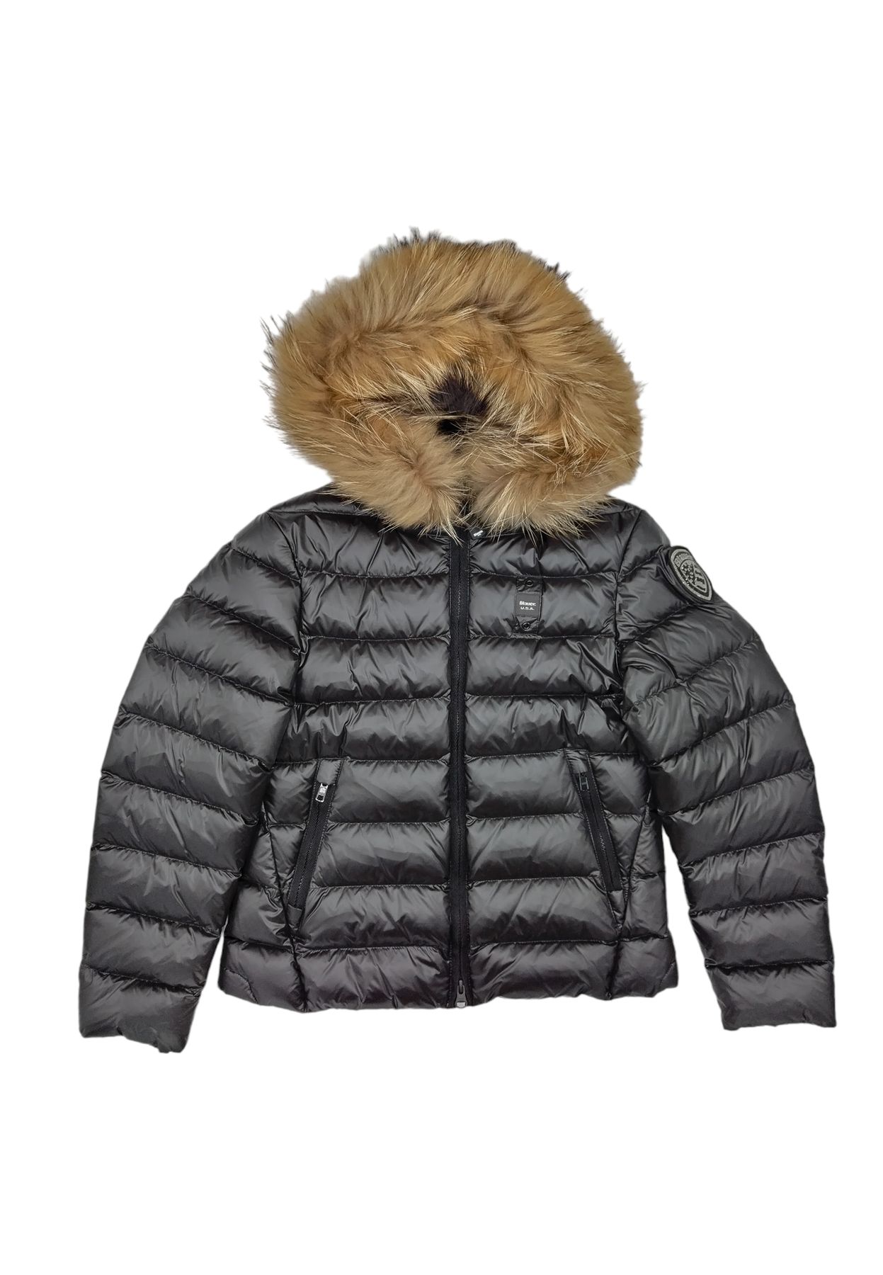 Blauer Bambina Giubbino Per Ragazza Con Pelliccia Al Cappuccio