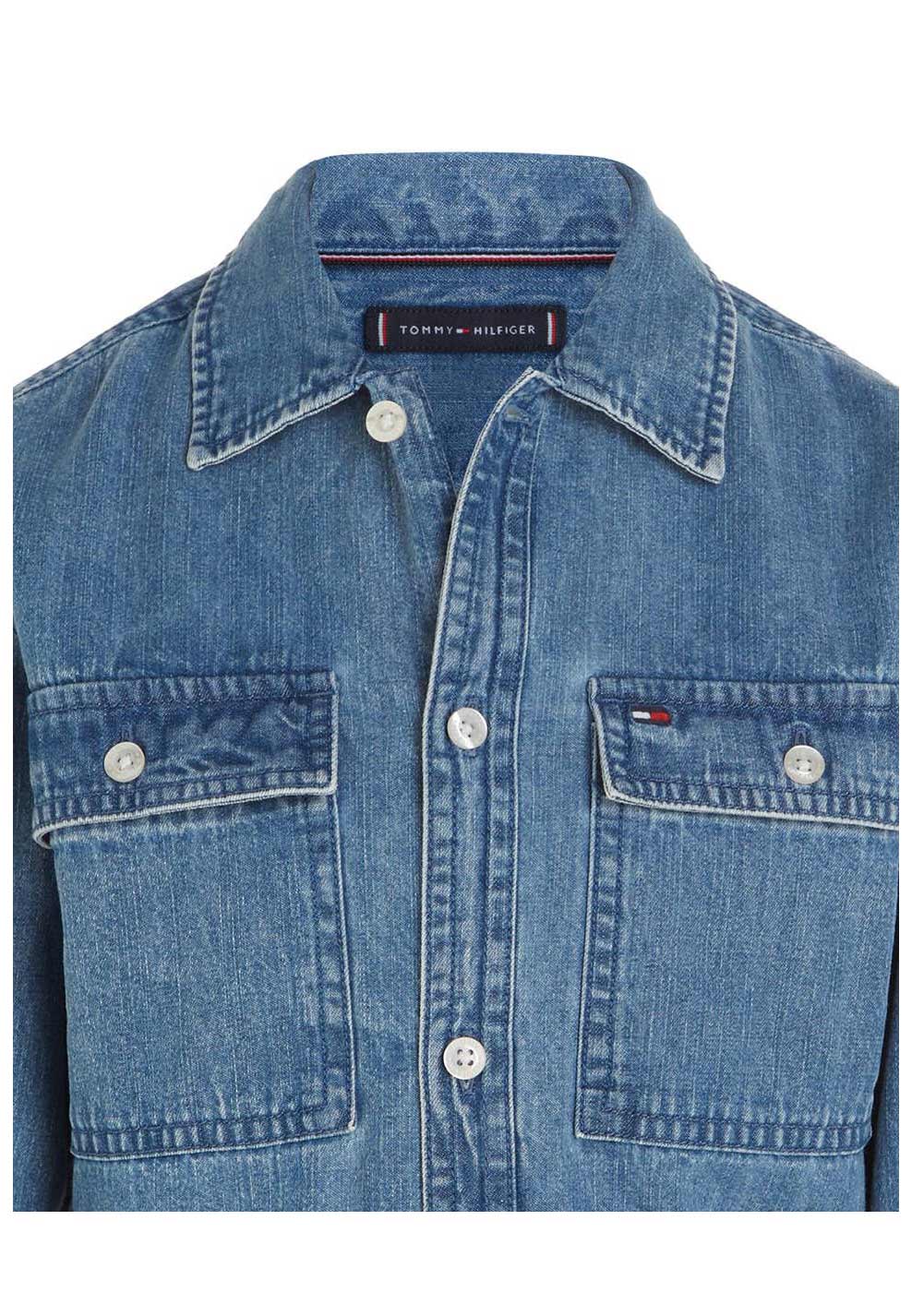 Tommy Hilfiger Bambino Camicia In Jeans Per Bambino,manica Lunga