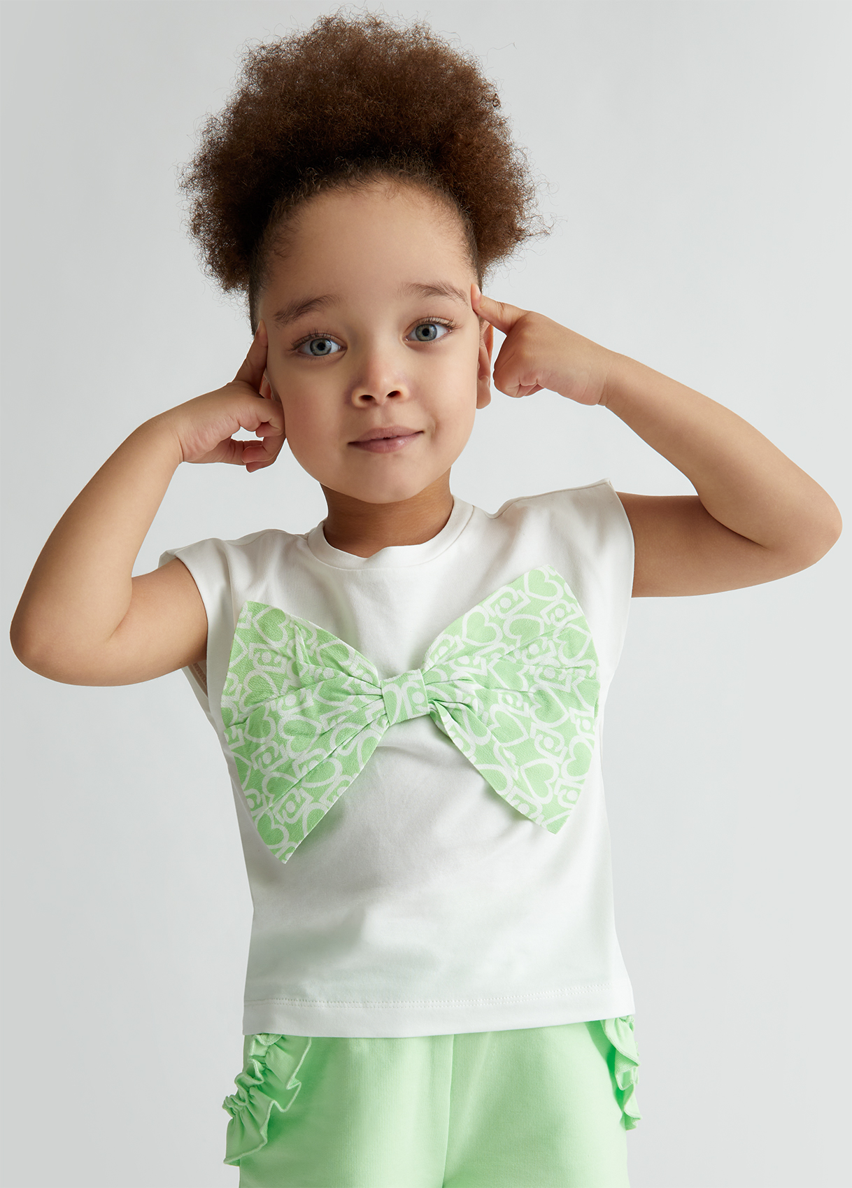 Liu-jo Bambina T-shirt Bianca Con Fiocco Verde