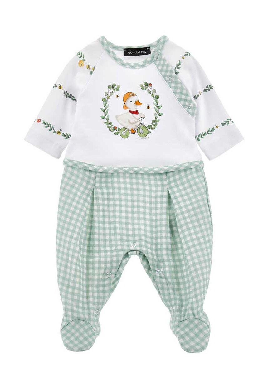 Monnalisa Neonato Tutina Per Neonato Con Stampa E Tessuto A Quadri