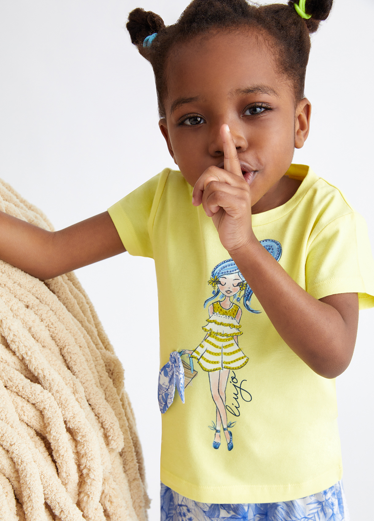 Liu-jo Bambina T-shirt Gialla Per Bambina Con Stampa Strass E