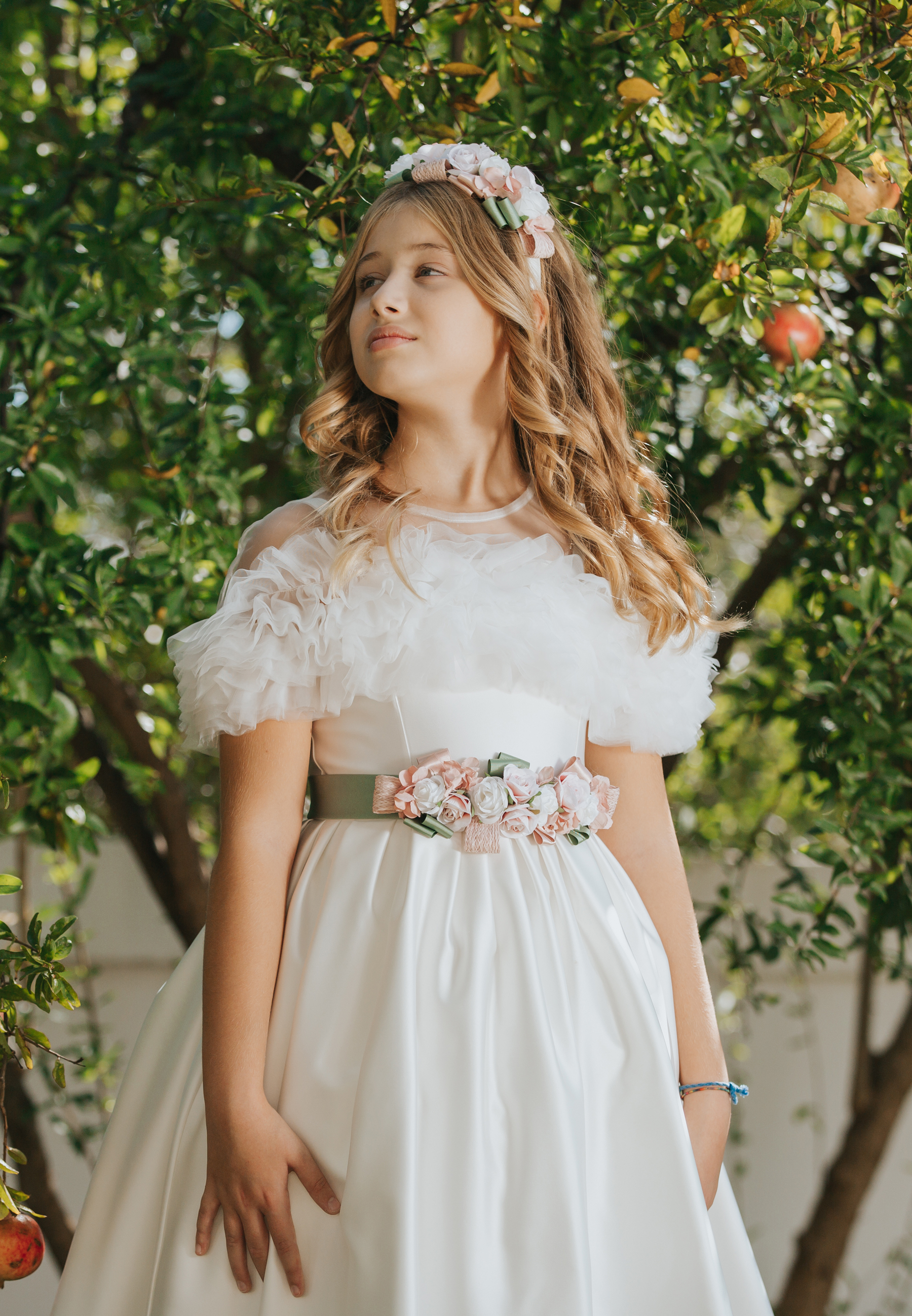 Colorichiari Bambina Abito In Seta Con Balza In