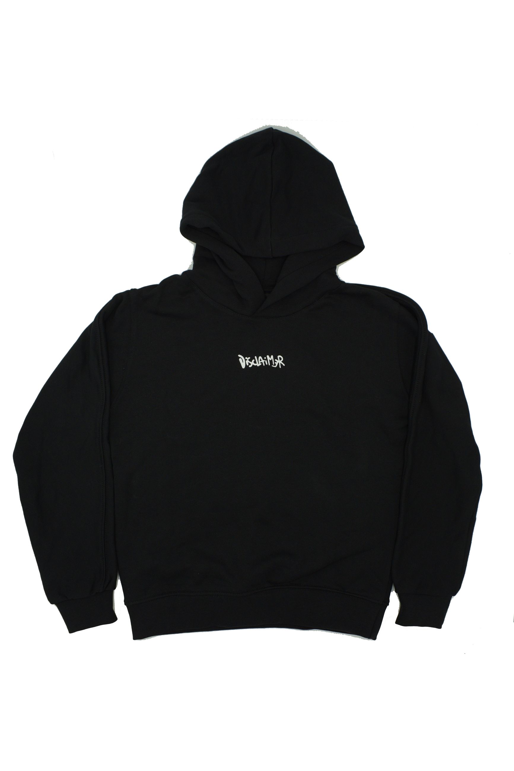 Disclaimer Bambino Felpa Nera Con Cappuccio Logo Posteriore