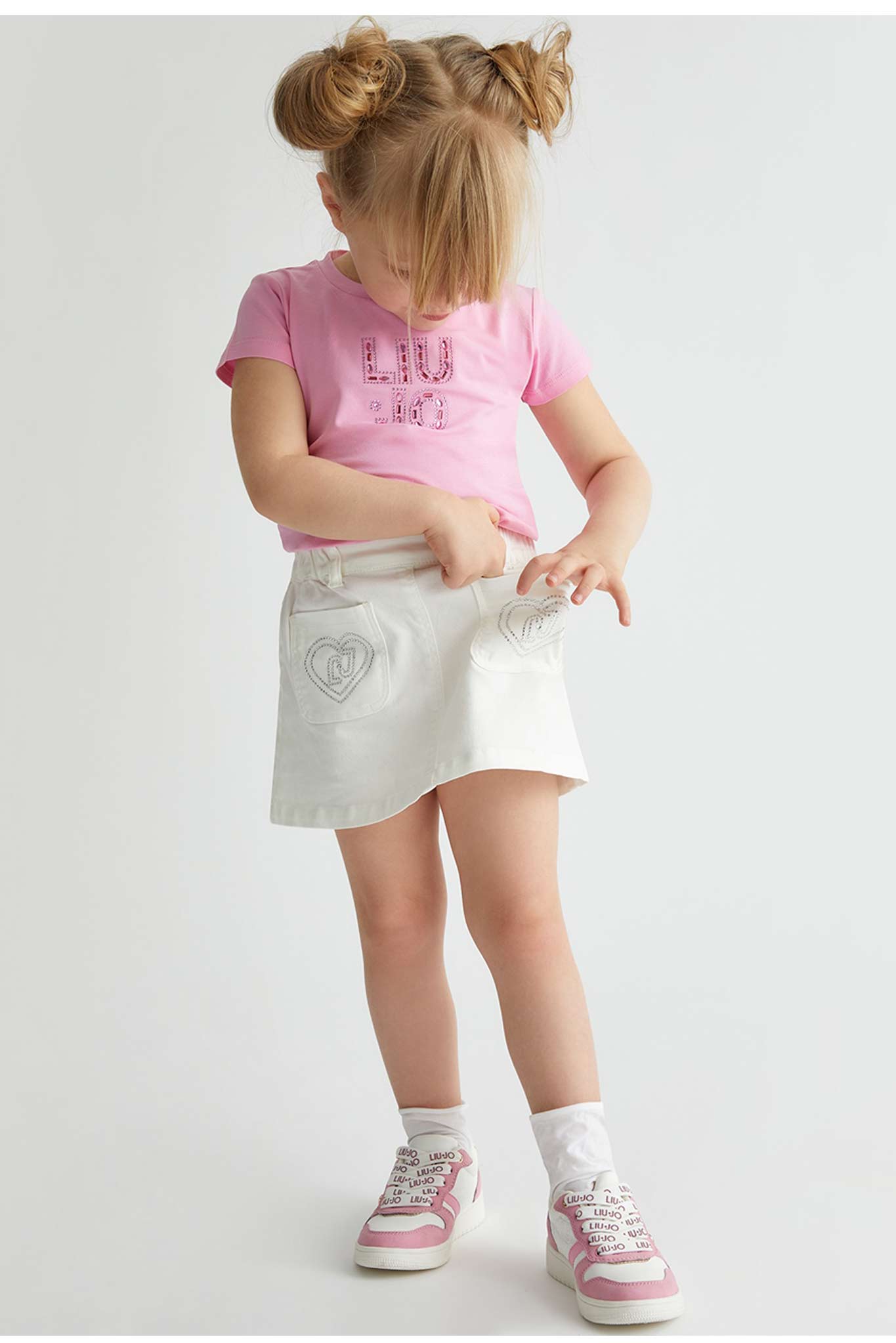 Liu-jo Bambina Gonna Bianca In Denim Con