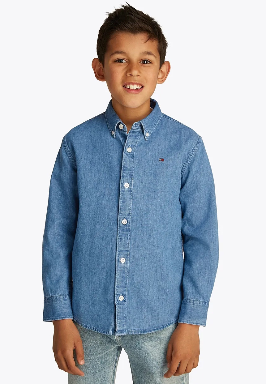 Tommy Hilfiger Bambino Camicia In Jeans Con Logo