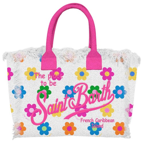 Mc2 Saint Barth Bambina Borsa Per Ragazza Stampa Con Fiori Colorati, Manici  Fuxia.-Angelsbimbi