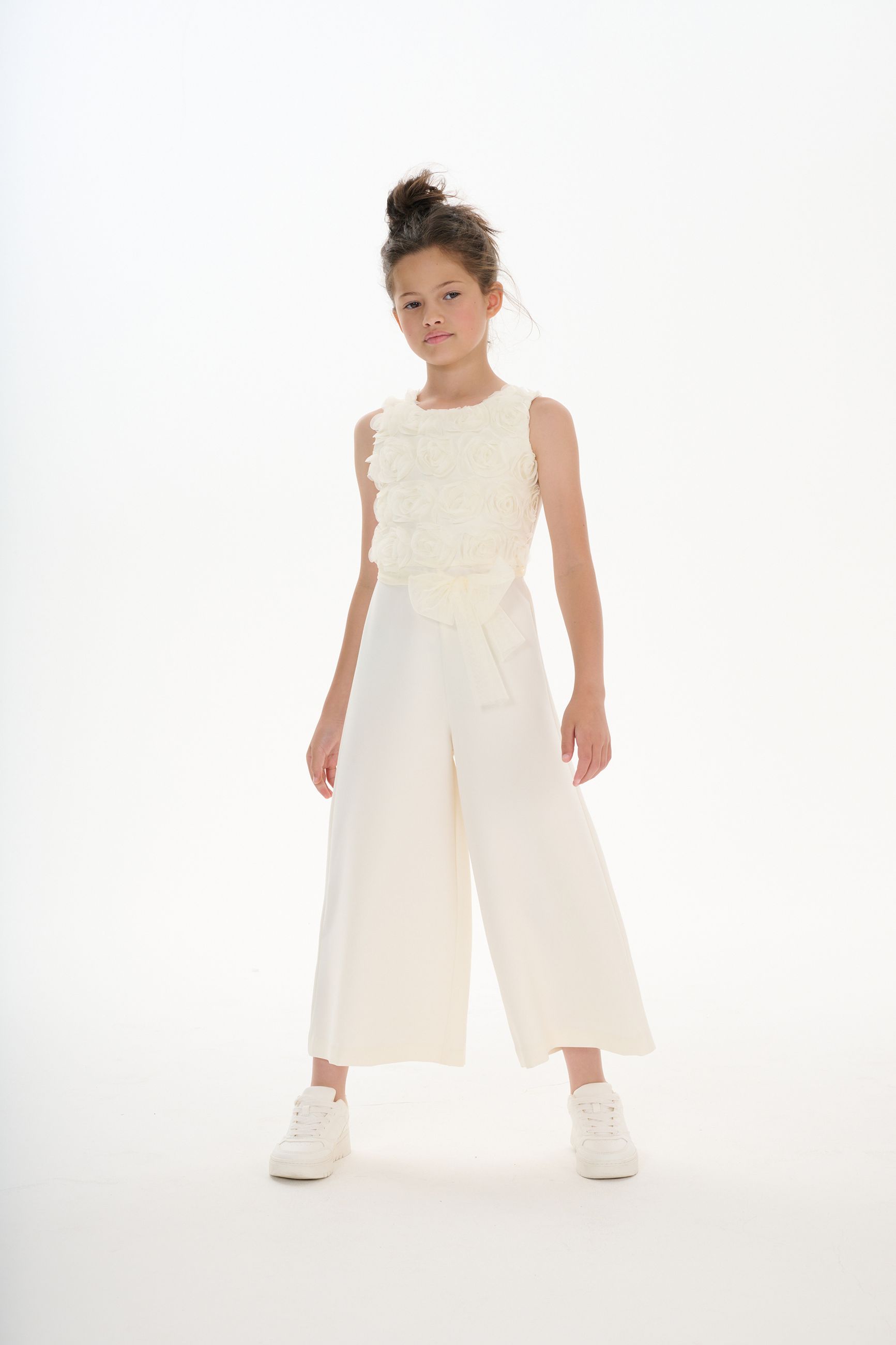 Elsy Bambina Tuta Panna Per Ragazza,con Applicazione Di Fiori In - Main Image