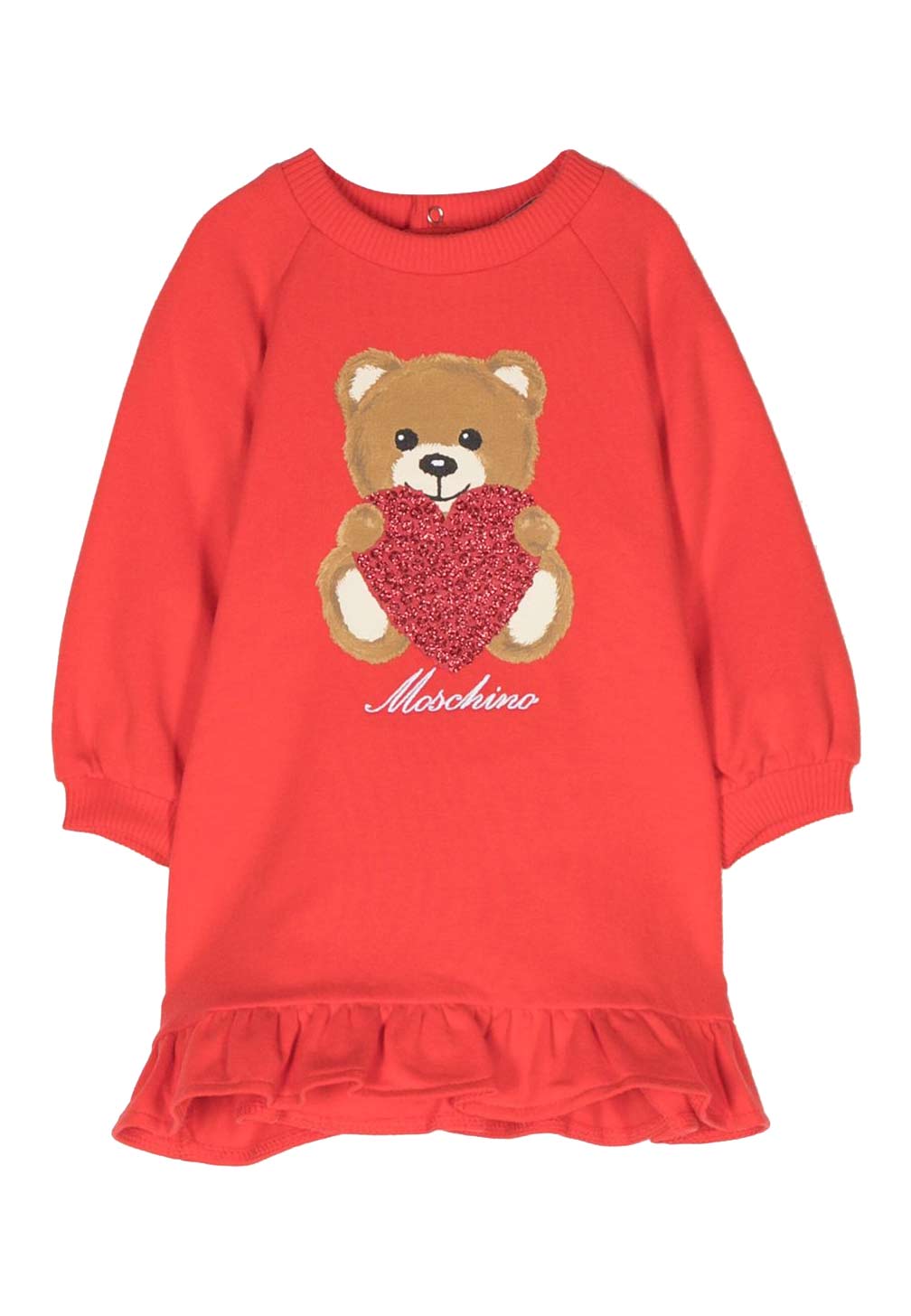 Moschino Bambina Abito In Felpa Per Bambina Stampa Teddy Con Cuore