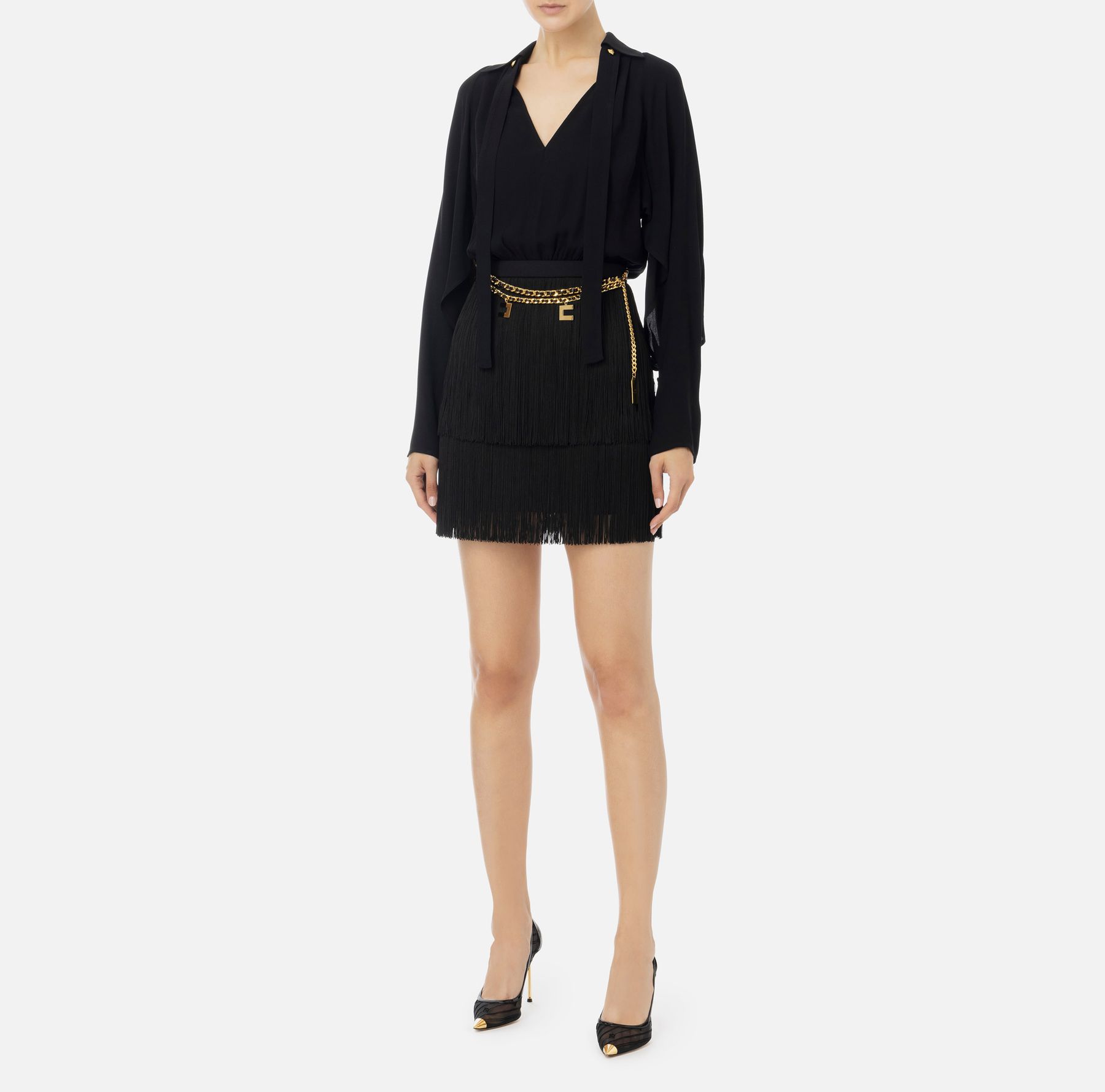 Robe De Soirée ELISABETTA FRANCHI Noire - Modèle AB67446E2, Réf. FS082, Neuve Avec Étiquettes