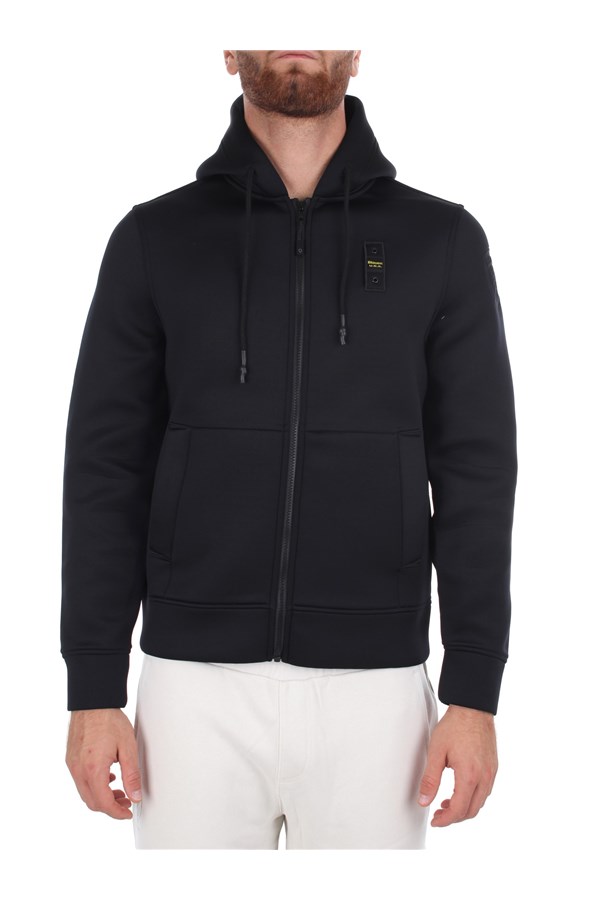 Felpa Con Zip Blauer David Junior - Nero, Tasche Con Zip, Morbida E Comoda
