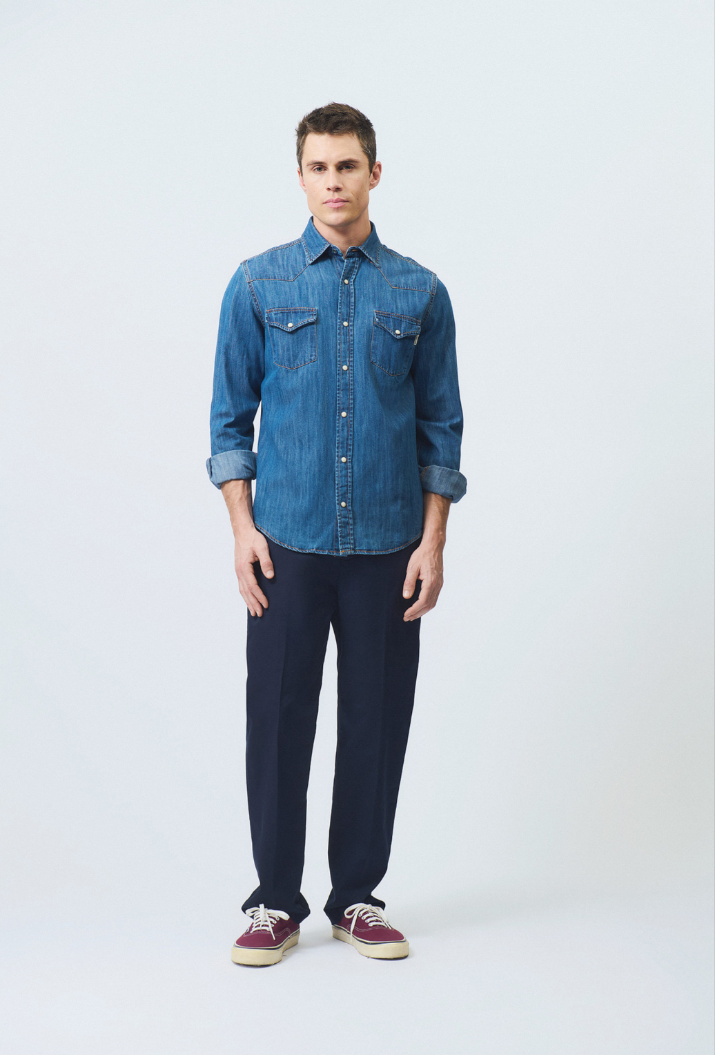 ROY ROGERS CAMICIA MARTIN COBALT STONE
