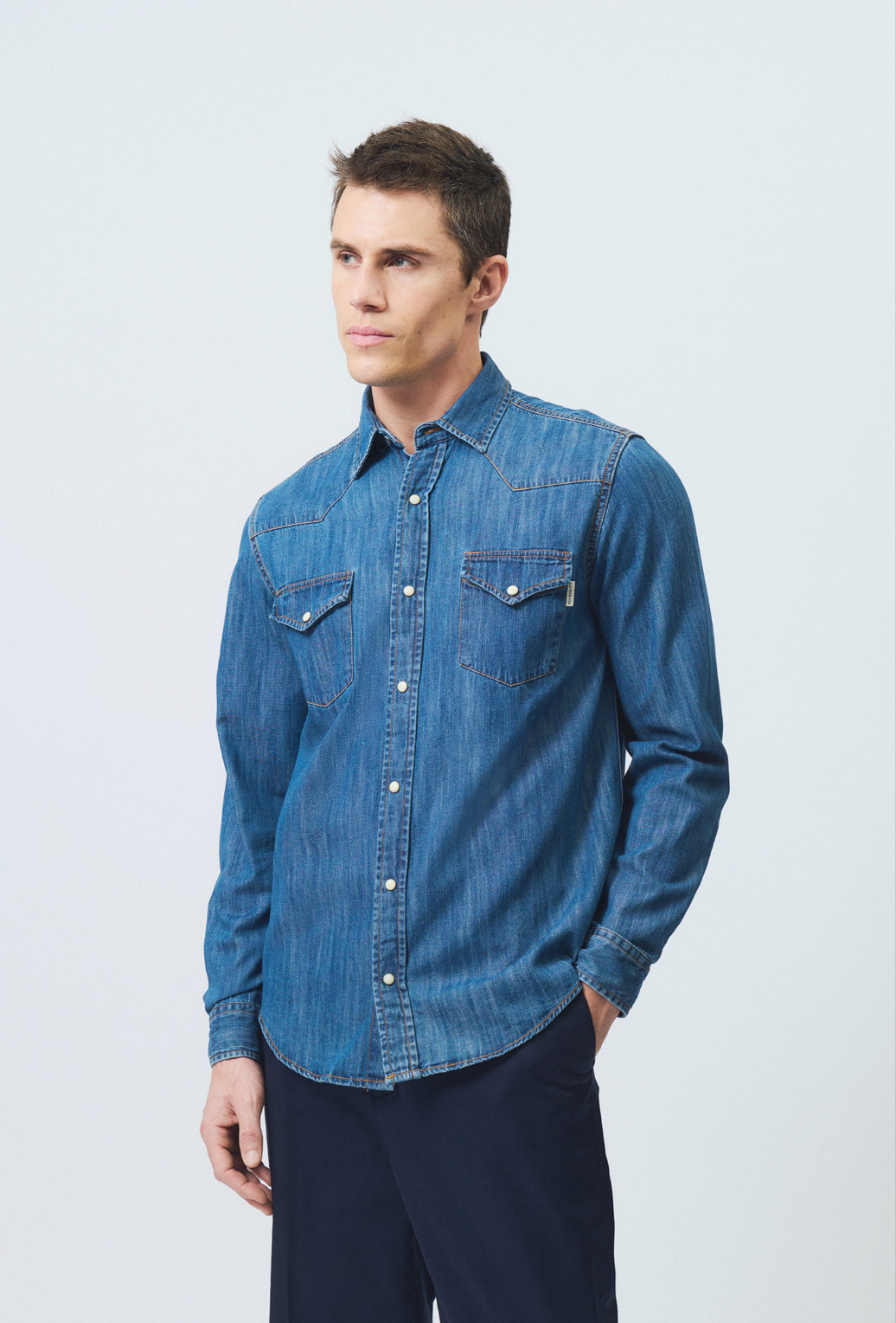 ROY ROGERS CAMICIA MARTIN COBALT STONE