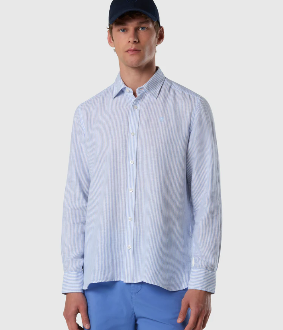NORTH SAILS CAMICIA IN LINO A RIGHE BENGALESI