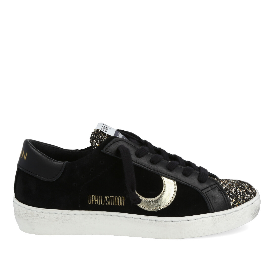 SNEAKERS UMA PARKER LINEA SUPERMOON IN CAMOSCIO E GLITTER ,CON FINITURE ORO E SUOLA ERGONOMICA IN GOMMA.