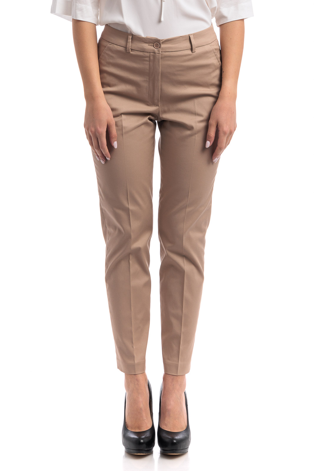 Seventy  Pantalone Slim Fit Alla Caviglia In Gabardina Di Cotone Stretch