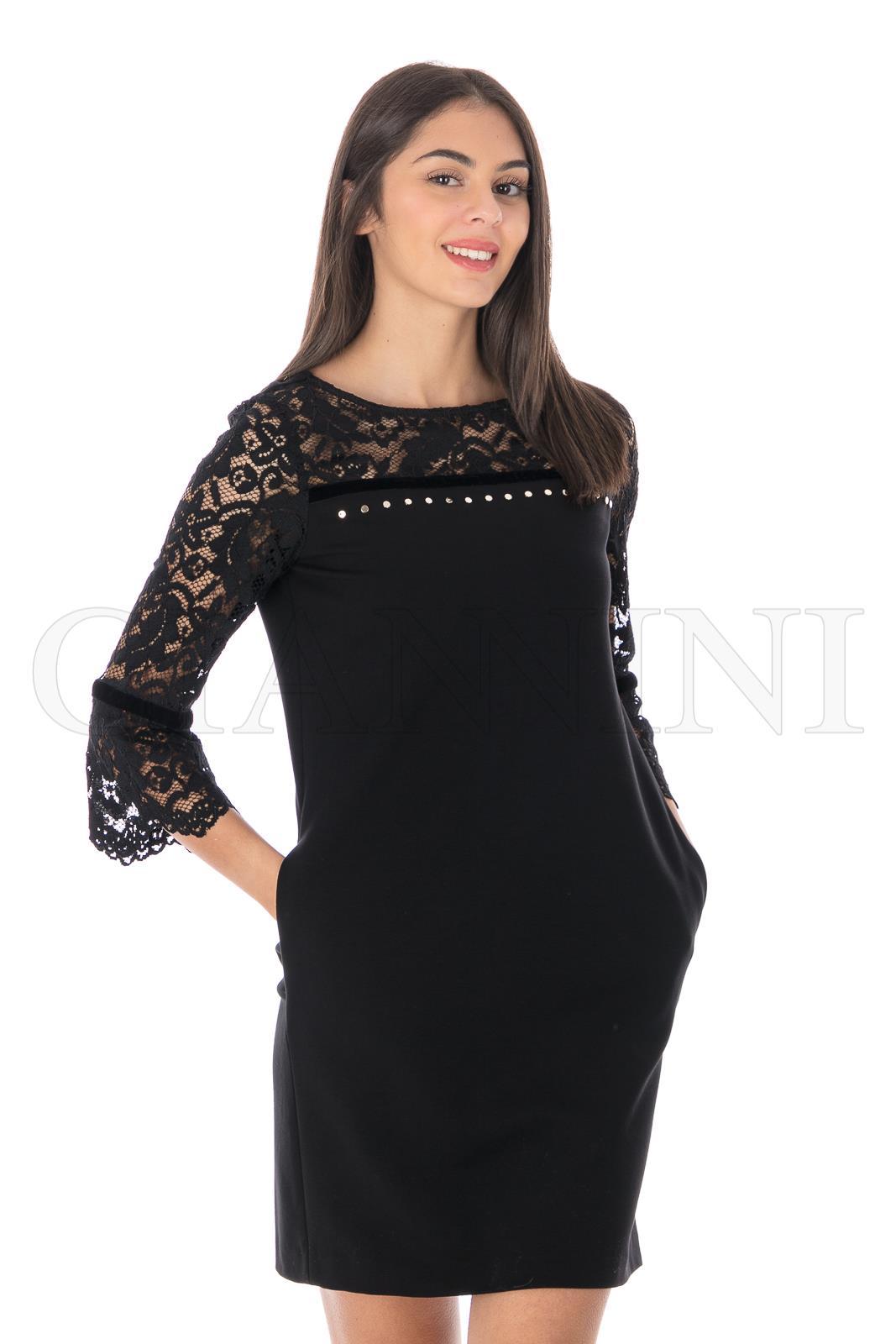 liu jo black lace dress LIU JO Women's Black Long Sleeve Lace Midi Dress Size 42 (US 6) NWT