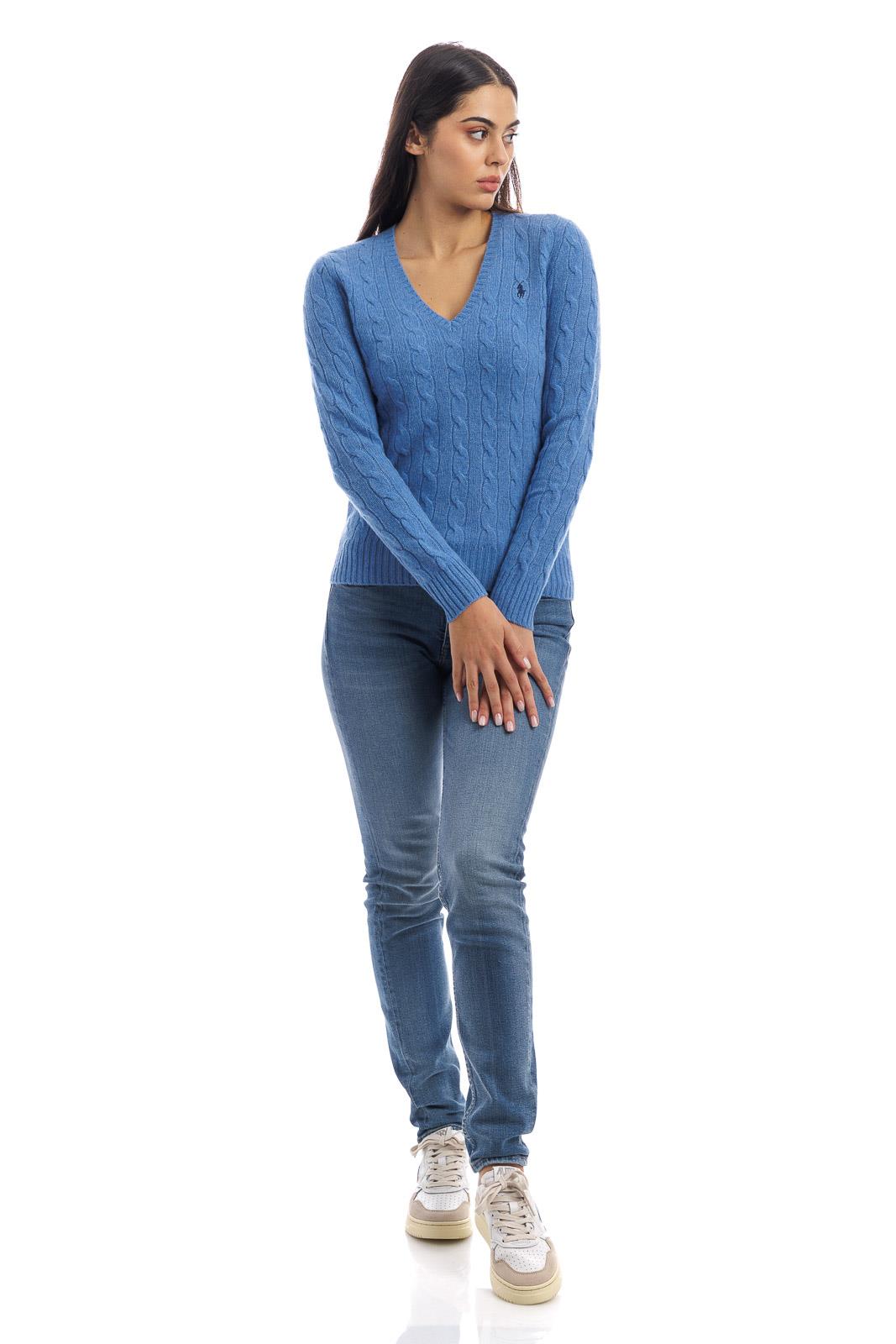 Maglione vintage in 100% lana blu e fantasia nordica - Bluette