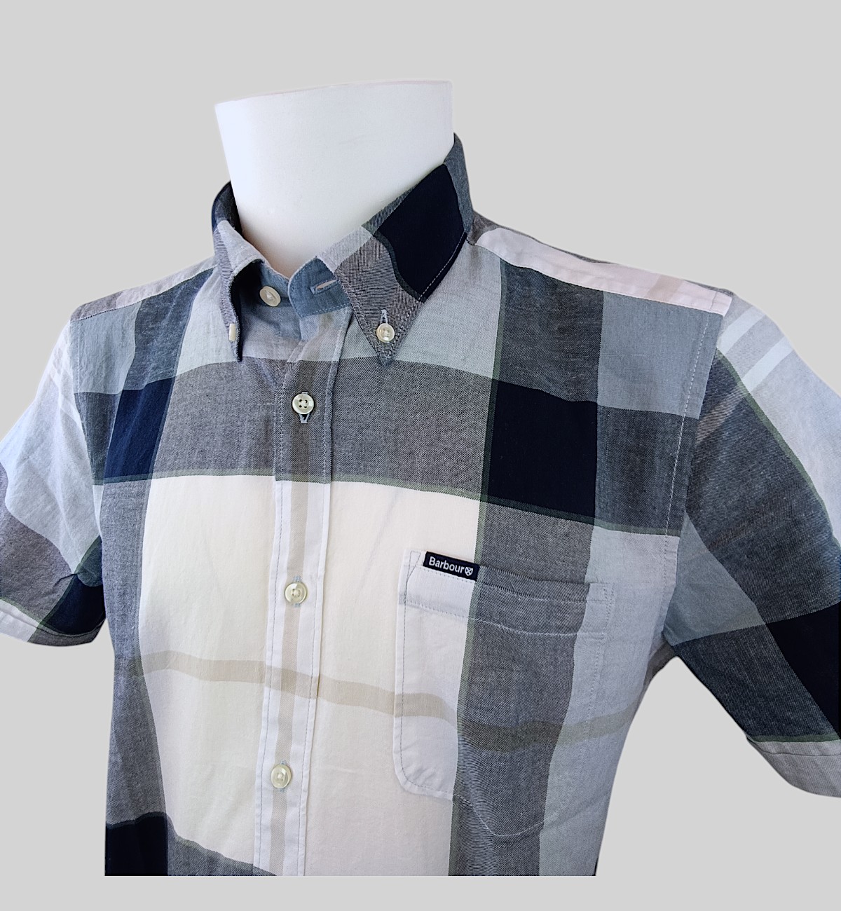 BARBOUR CAMICIA B. DOWN MAN. CORTA LINO E COTONE