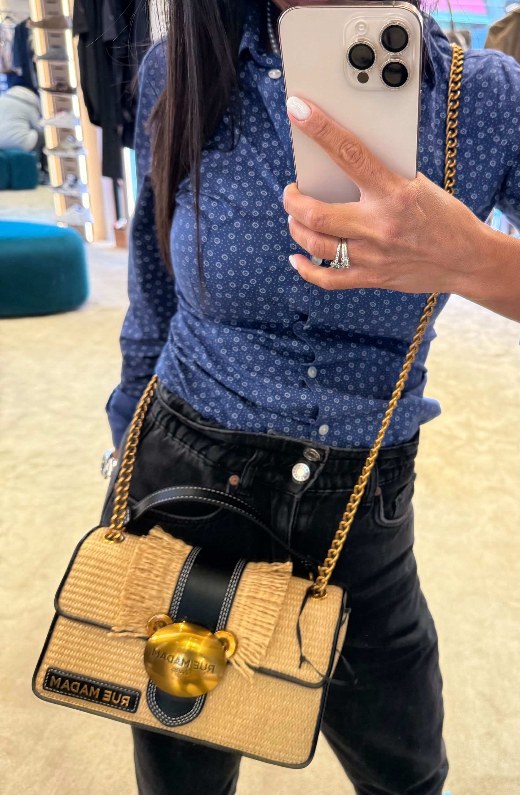 RUE MADAME PARIS TEDDY IT BAG STRAW FRINGERS