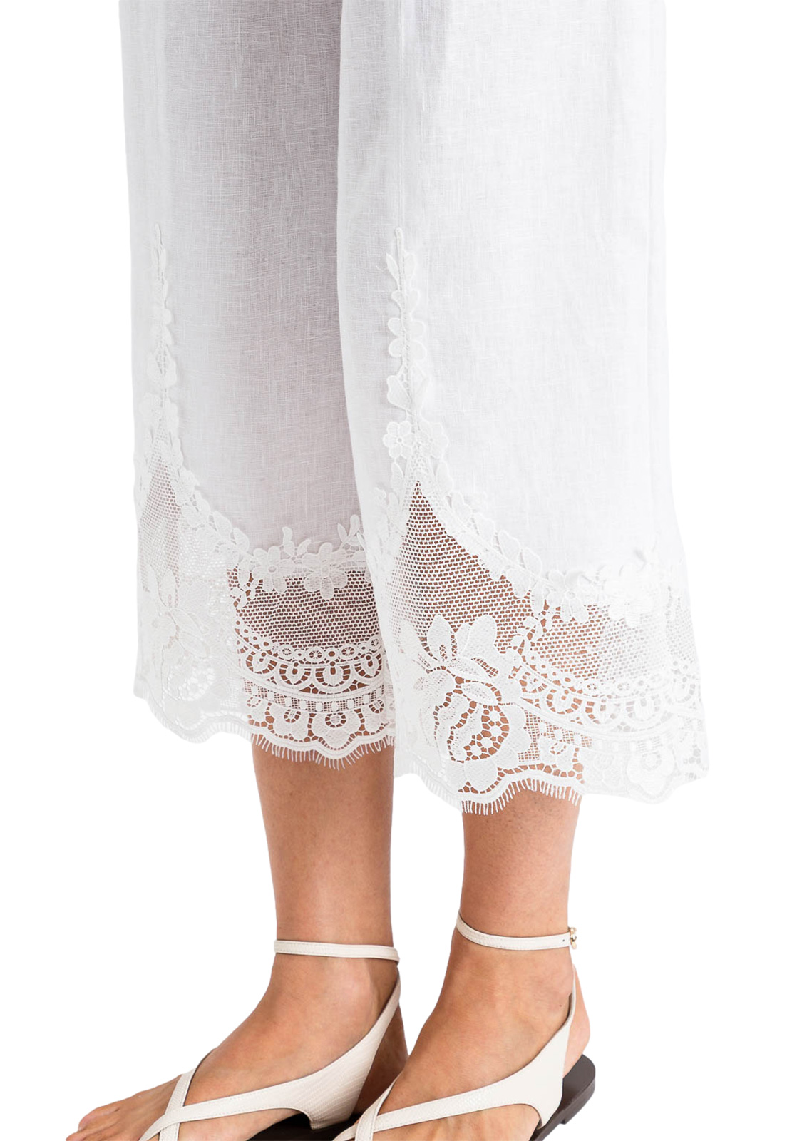 TWINSET PANTALONI CROPPED CON PIZZO