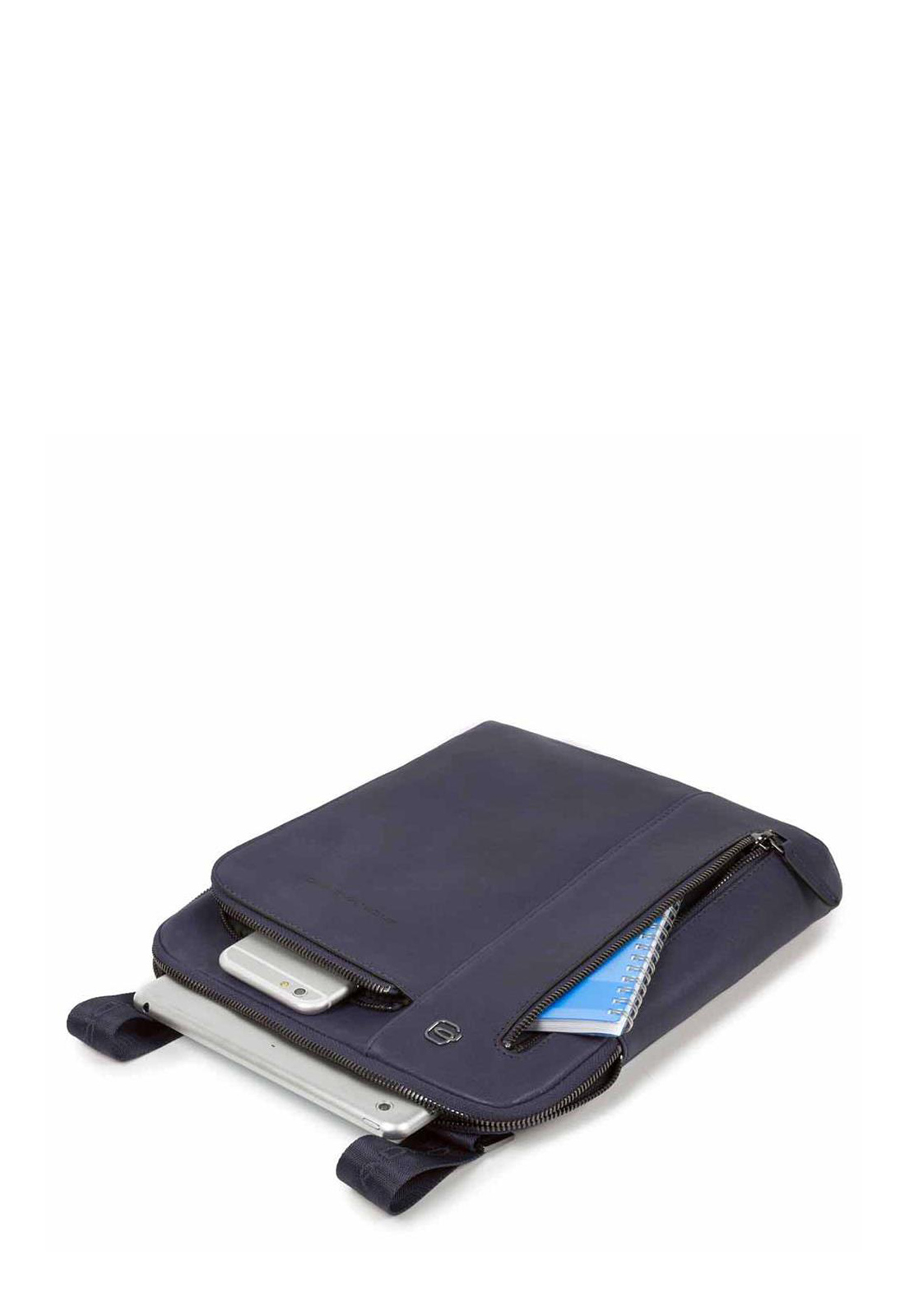 PIQUADRO TRACOLLA IN PELLE CON 2 ZIP AVANTI BLACK SQUARE