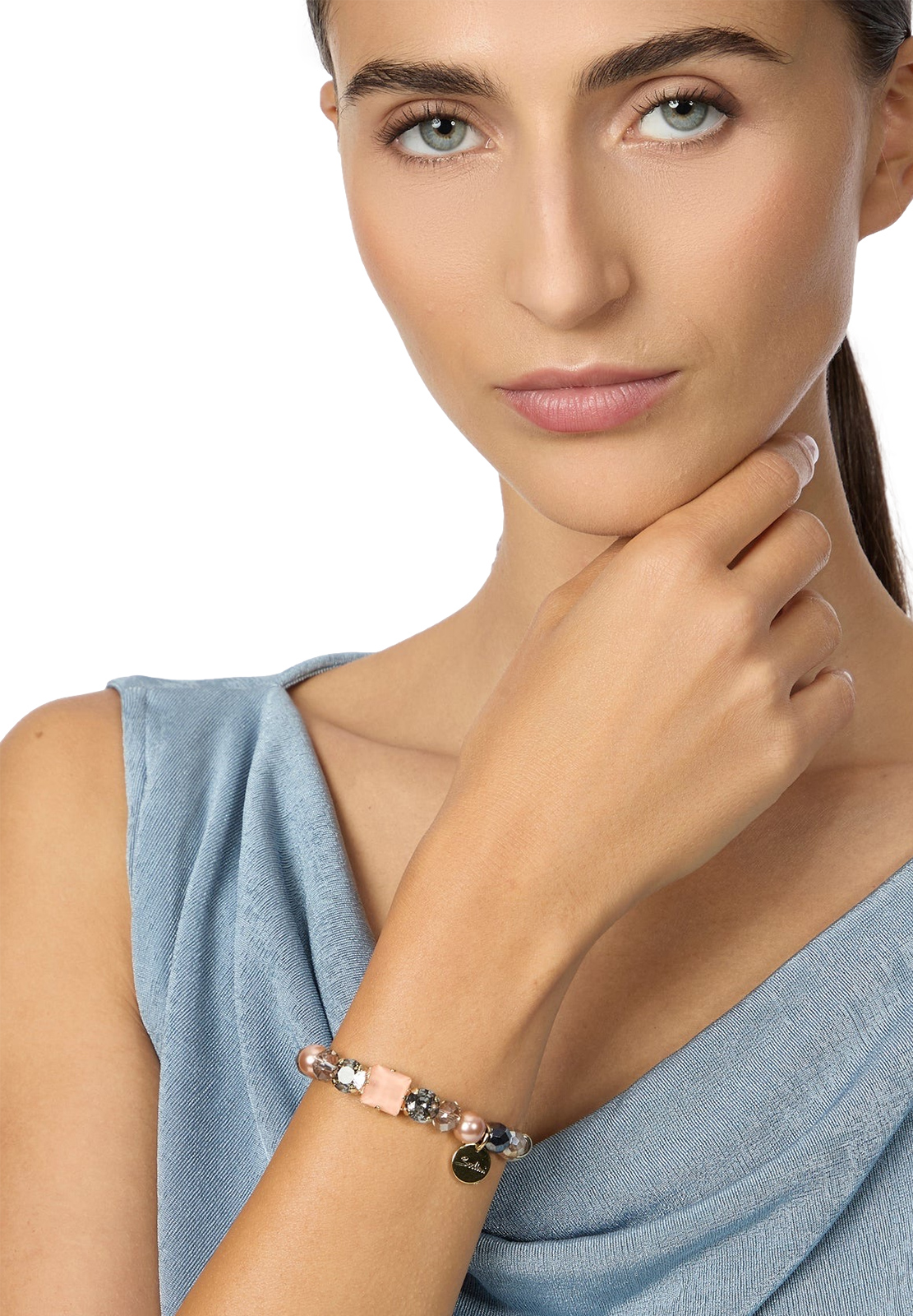 SODINI BRACCIALE ELASTICO CRISTALLI E PERLE HERA