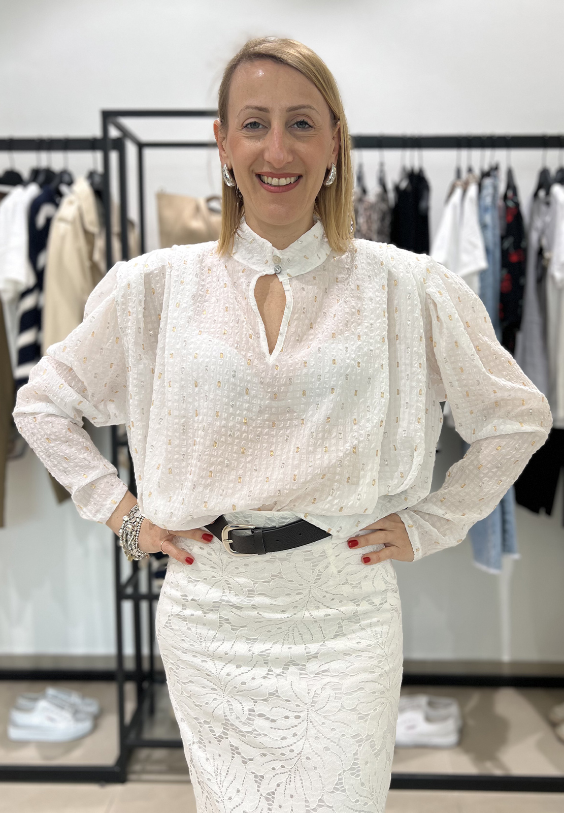 HAVEONE BLUSA CON SPALLINE E LUREX