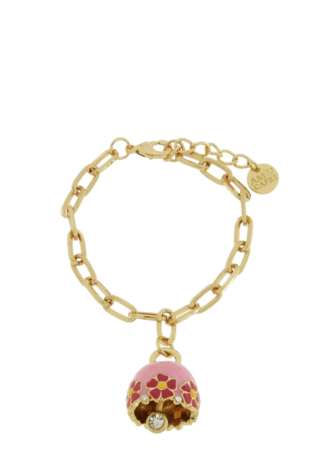 AMO CAPRI BRACCIALE CATENA CAMPANA ROSA FIORI