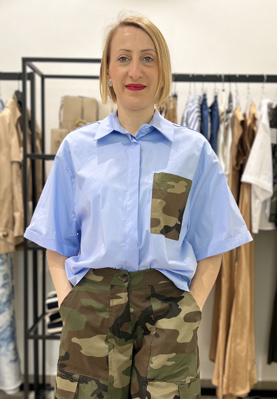TENSIONE IN CAMICIA CON TASCHINO CAMOUFLAGE