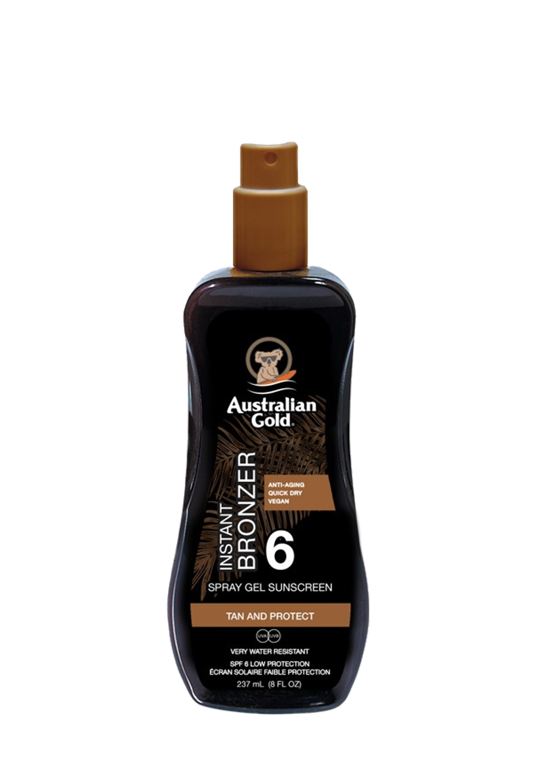 AUSTRALIAN GOLD SPRAY GEL SPF6 CON BRONZER 237ML