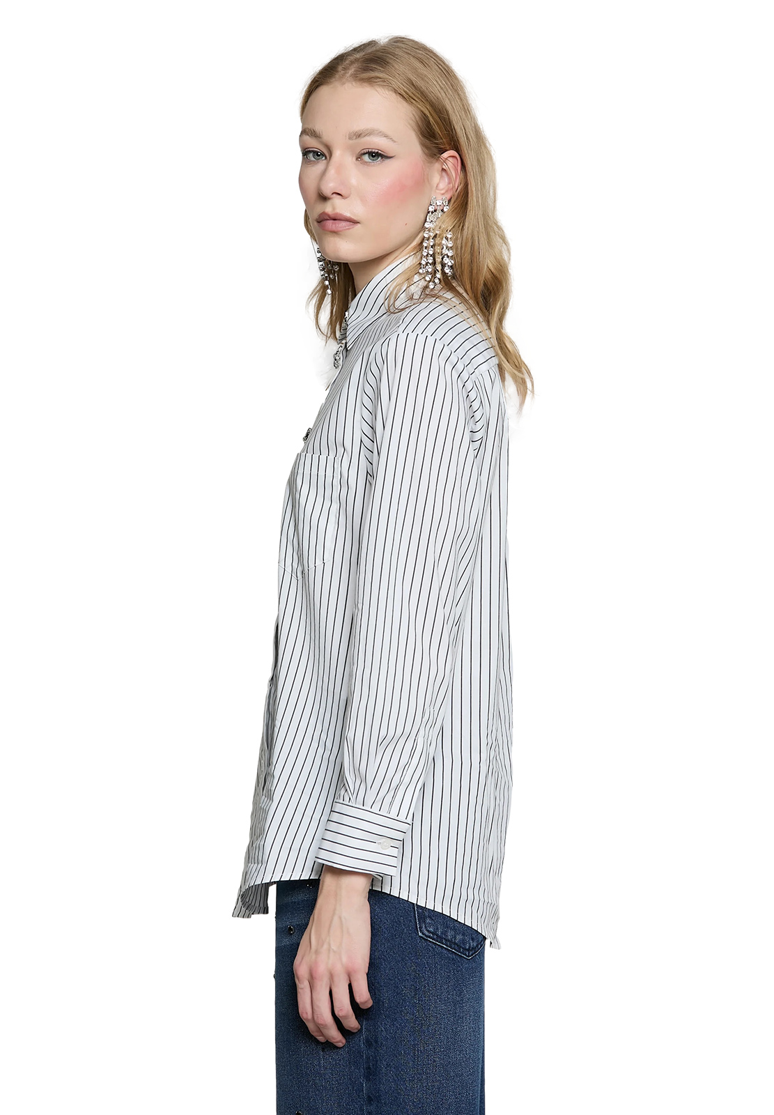 RELISH CAMICIA MANACORA CON BOTTONI GIOIELLO