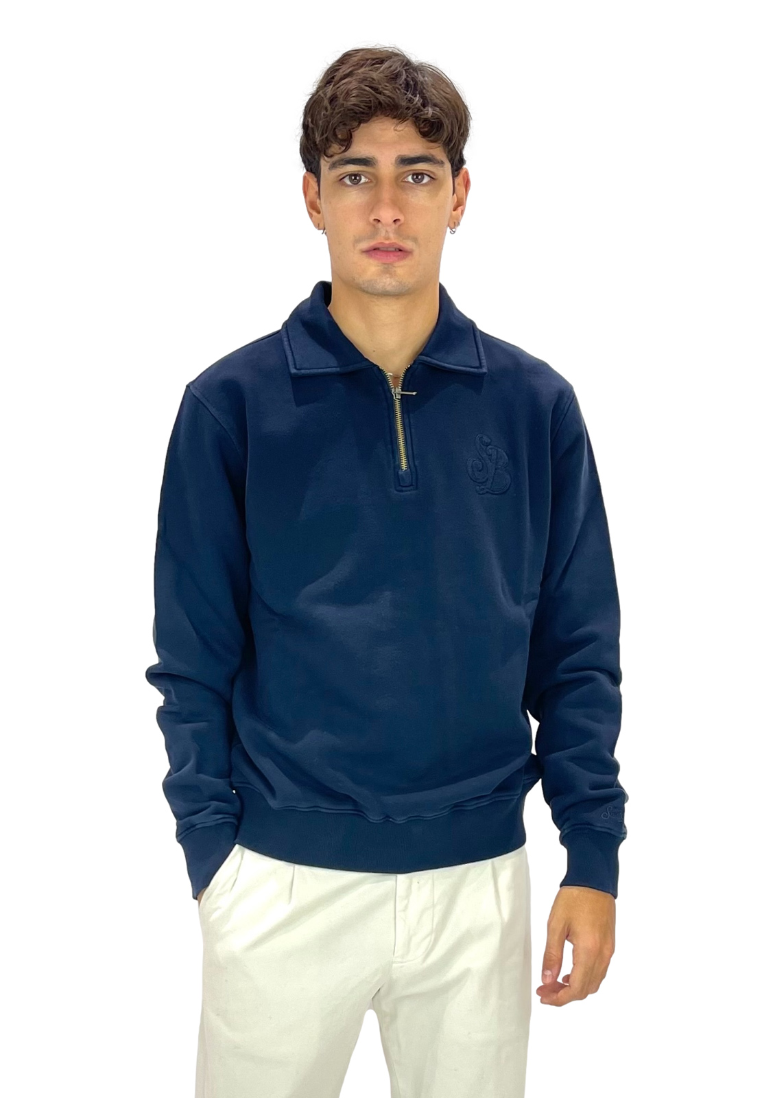 SAINT BARTH FELPA COLLO POLO CON MEZZA ZIP