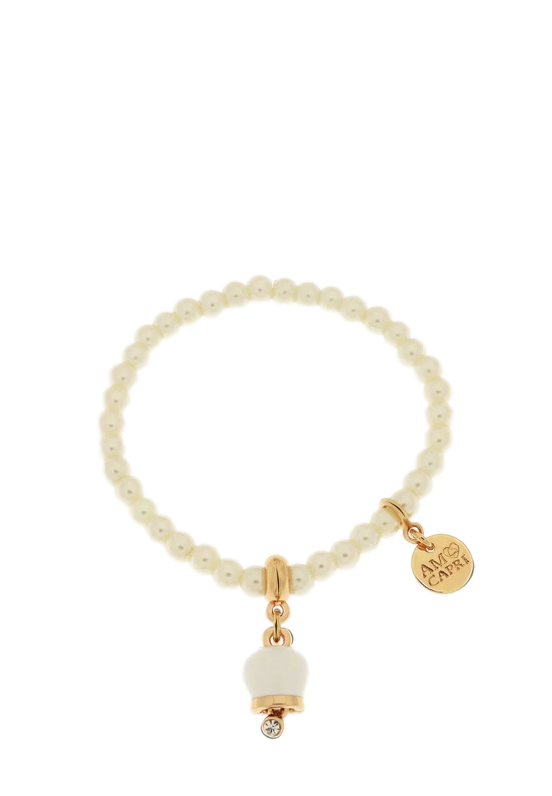 AMO CAPRI BRACCIALE PERLINE E CAMPANA BIANCA