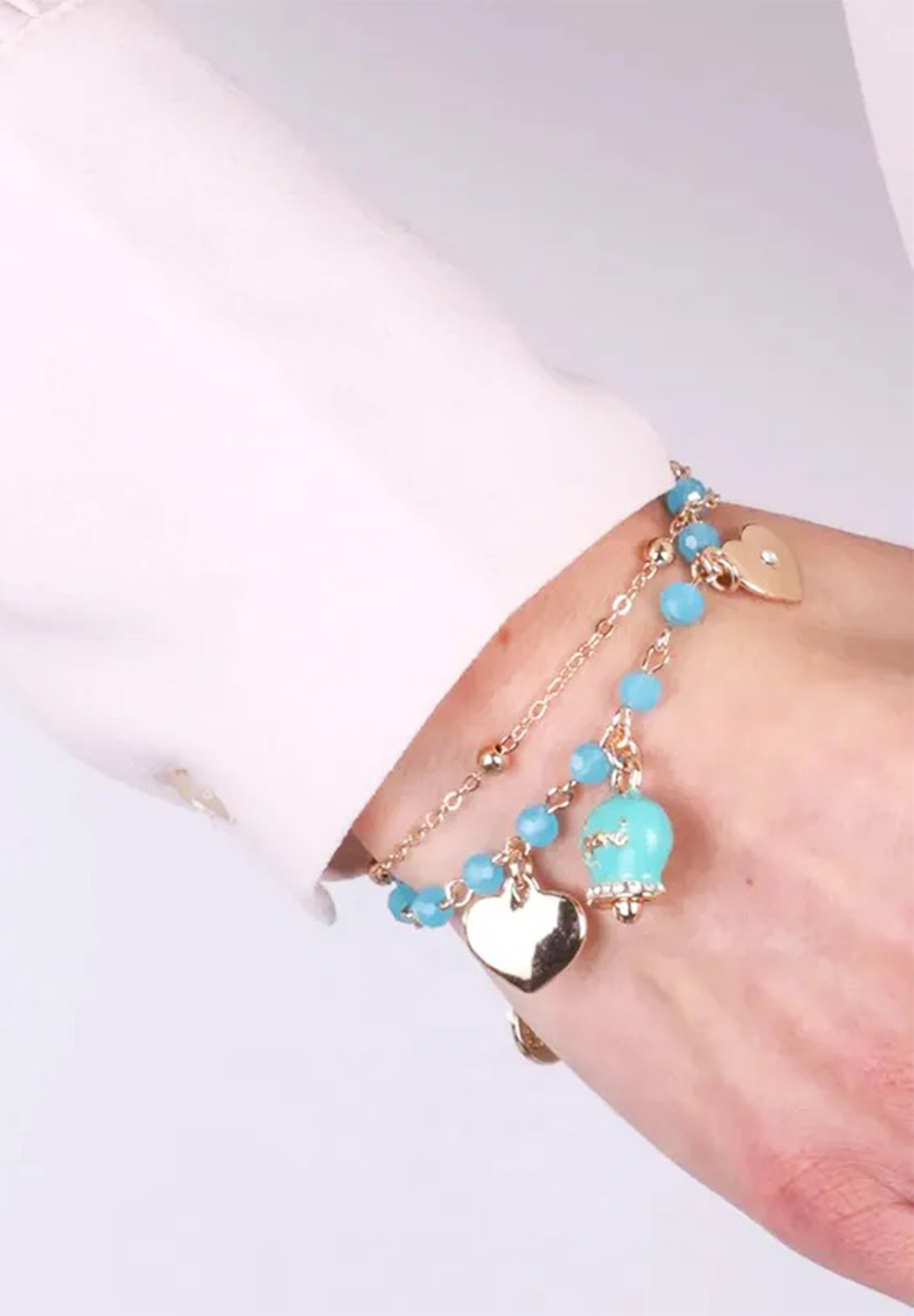 AMO CAPRI BRACCIALE 2 FILI CAMPANA TURCHESE