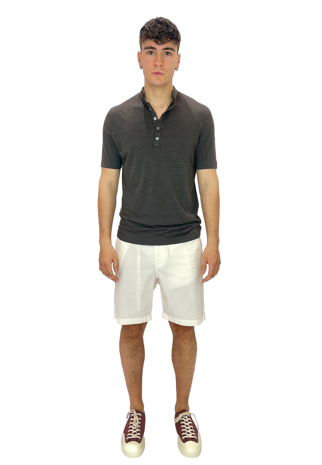 FILIPPO DE LAURENTIIS CAMICIA COREANA MANICA CORTA IN LINO