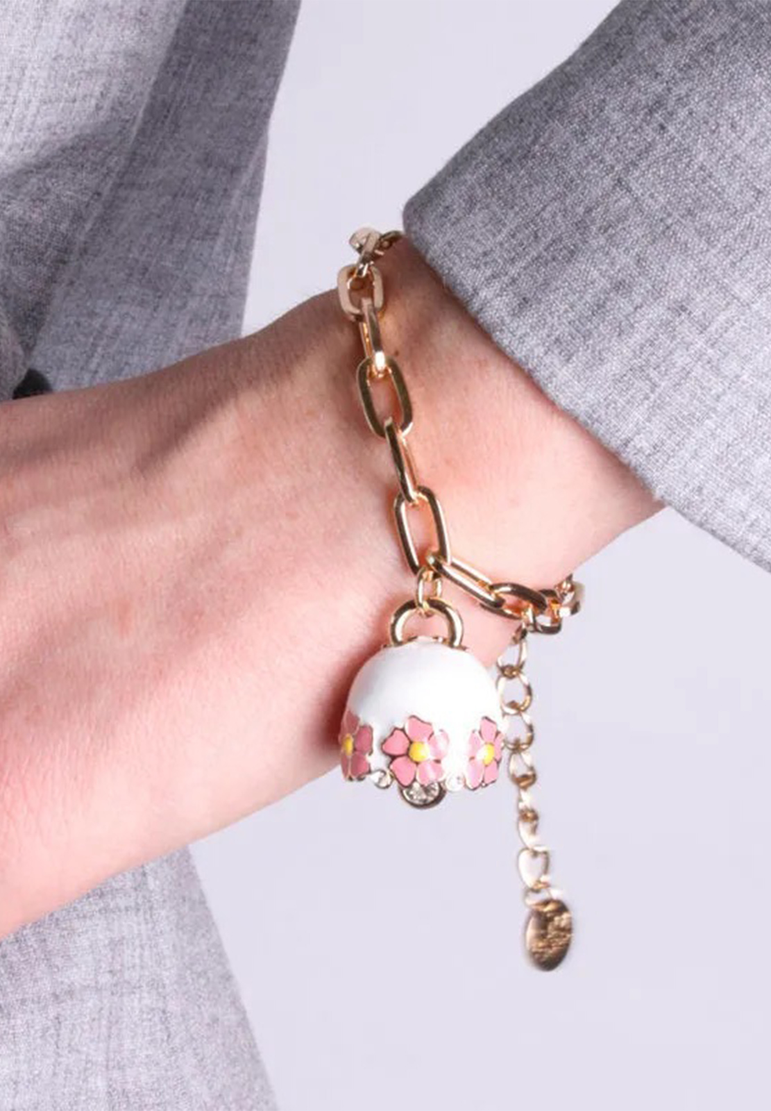 AMO CAPRI BRACCIALE CATENA CAMPANA BIANCA FIORI
