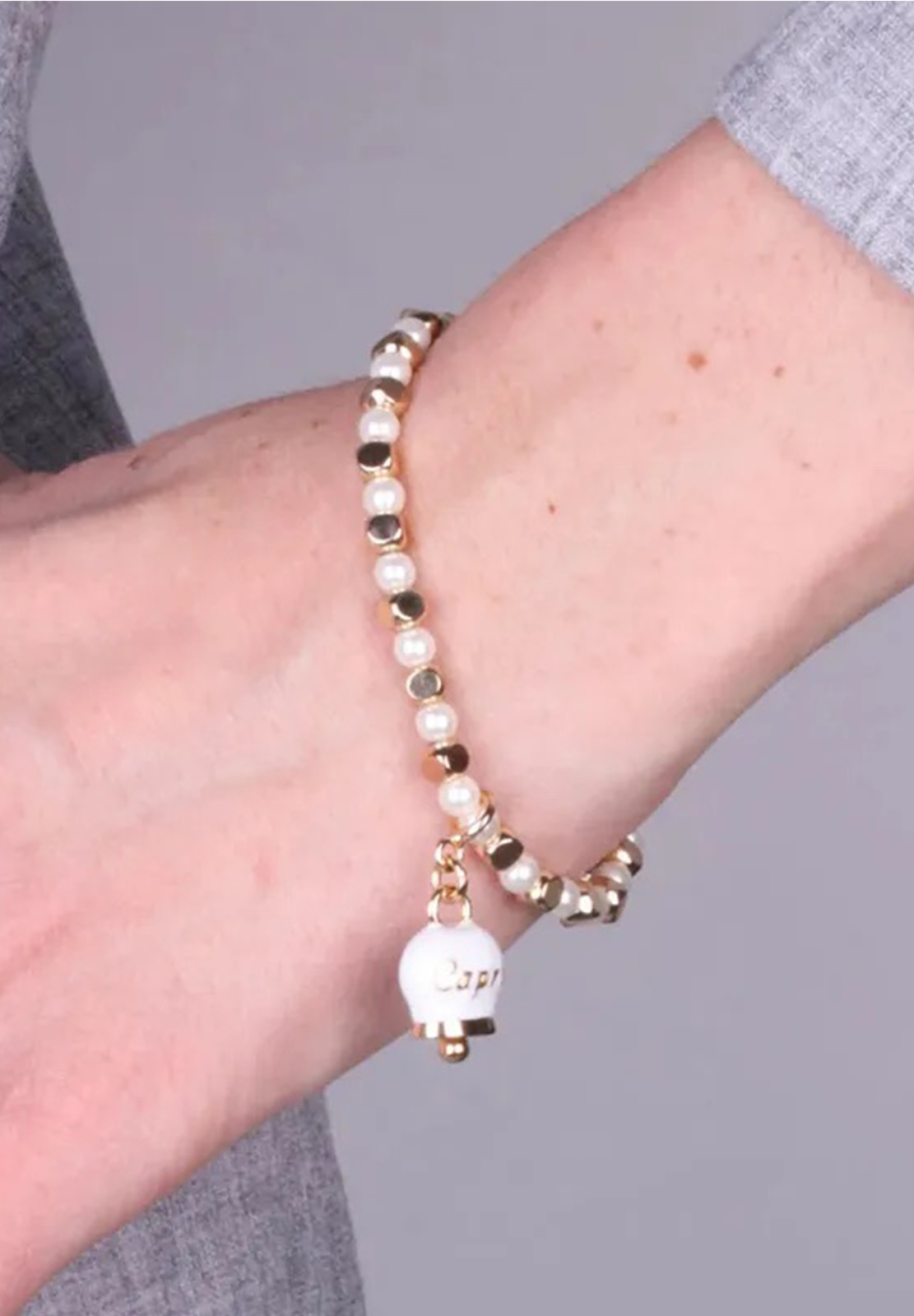 AMO CAPRI BRACCIALE SFERE CAMPANA BIANCA