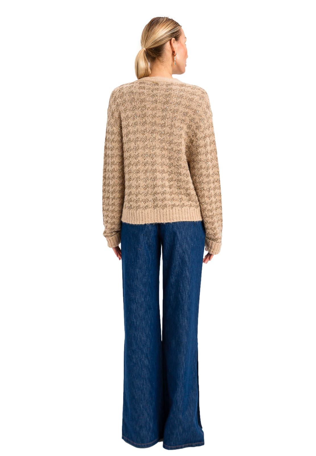 TWINSET CARDIGAN JACQUARD MIX ALPACA E PAILLETTES