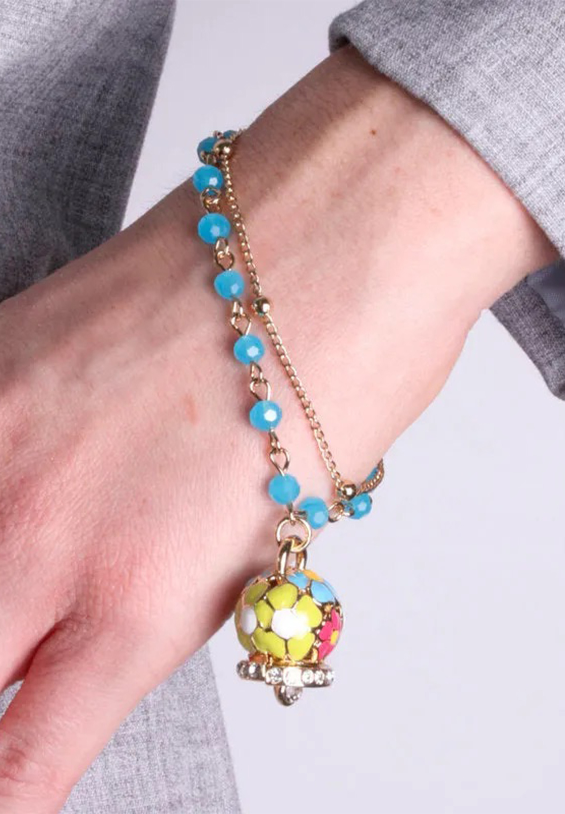 AMO CAPRI BRACCIALE MULTIFILO AZZURRO CAMPANA FIORI