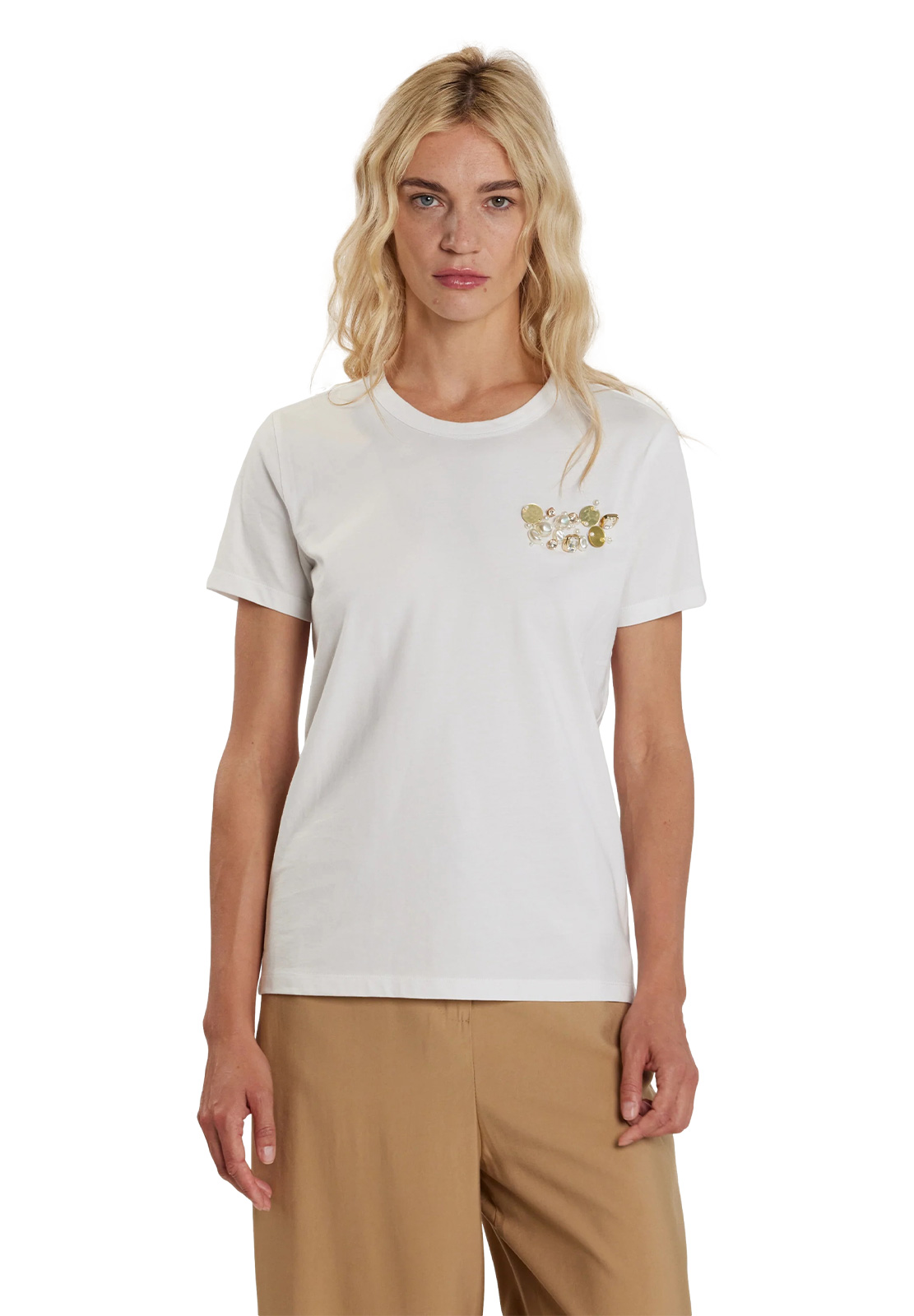 RELISH T-SHIRT ANIK CON APPLICAZIONE PIETRE E PERLE