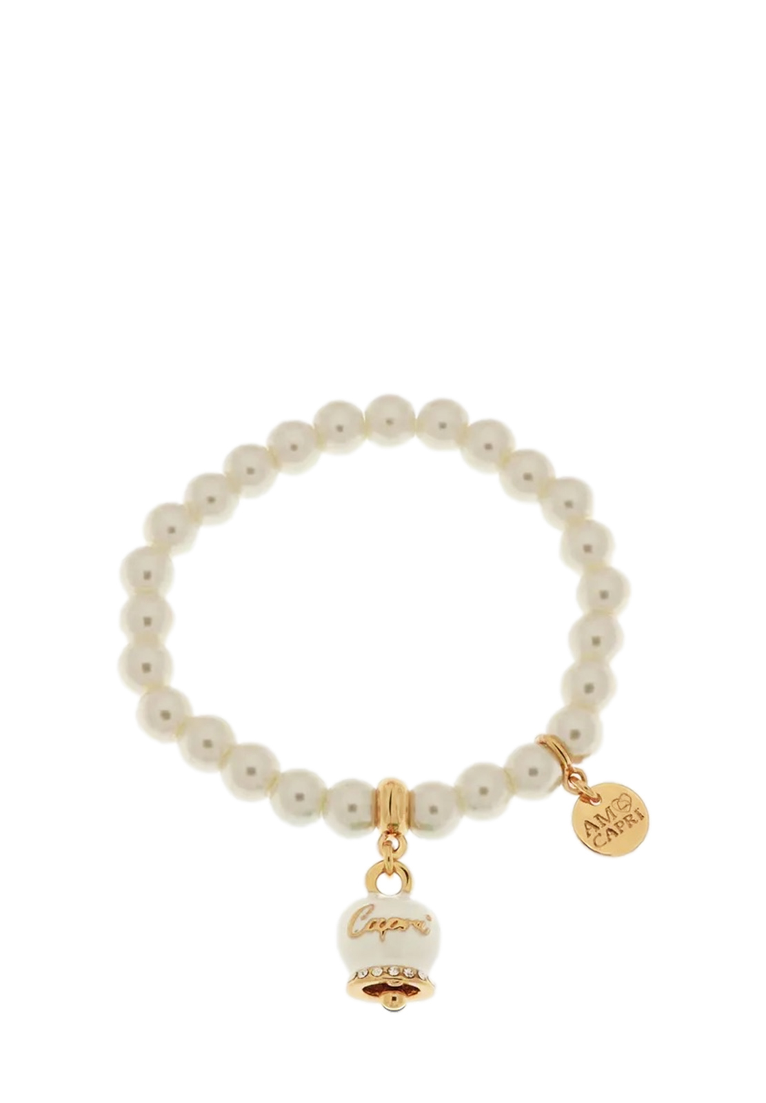 AMO CAPRI BRACCIALE PERLE E CAMPANA BIANCA