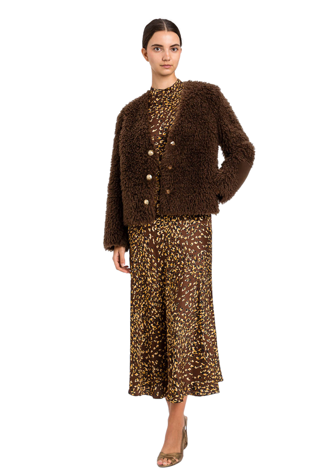 TWINSET GIACCONE CORTO MONOPETTO SOFT TEDDY