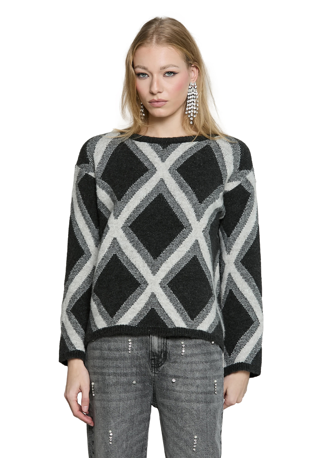 RELISH MAGLIA GRONINGA ROMBI JACQUARD