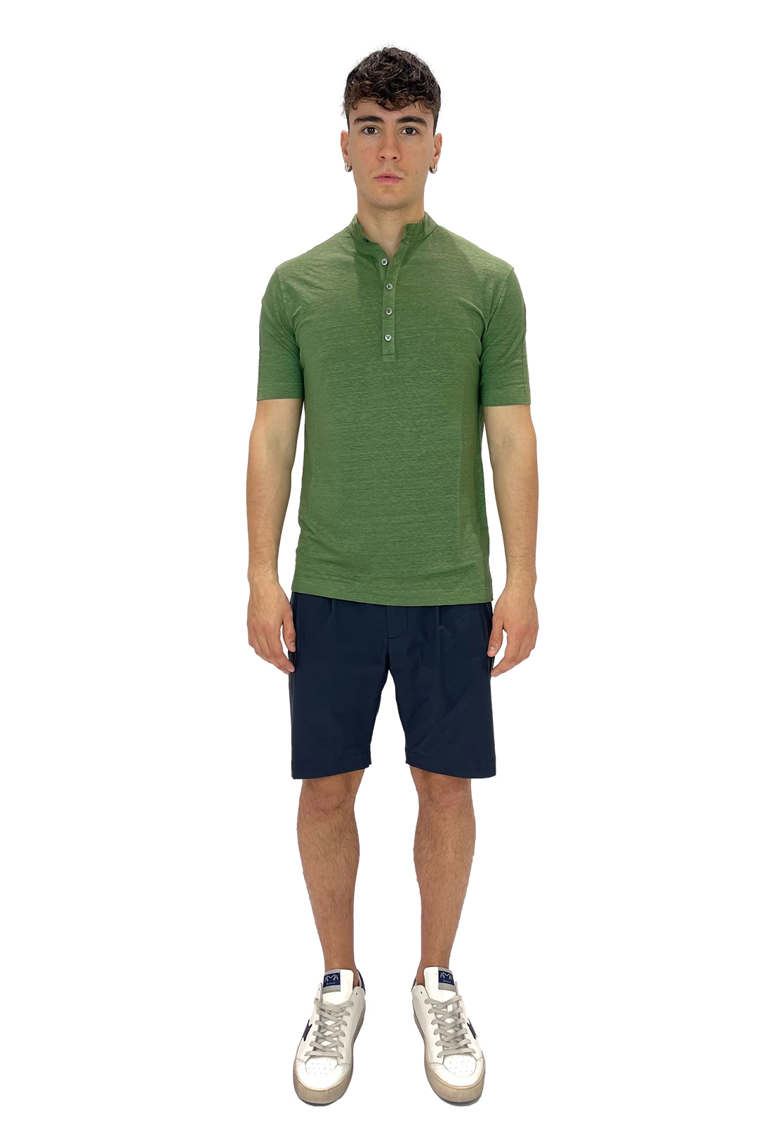 FILIPPO DE LAURENTIIS CAMICIA COREANA MANICA CORTA IN LINO