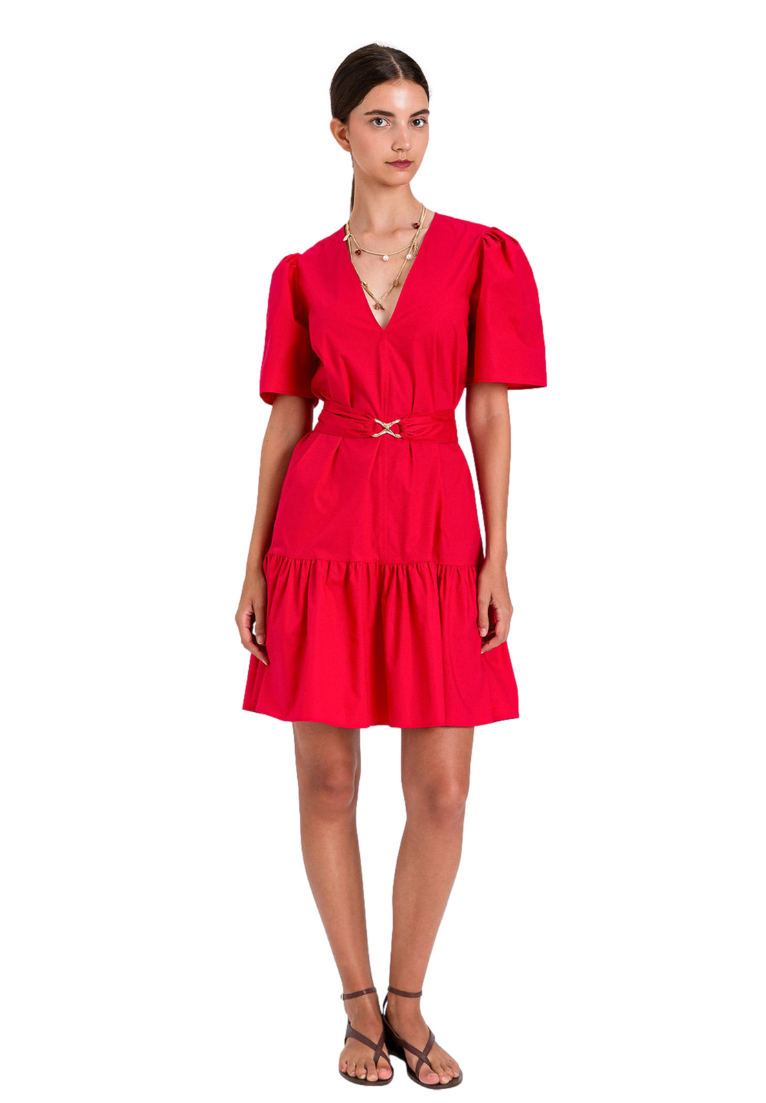 TWINSET ABITO CORTO CON BALZE E CINTURA STACCABILE